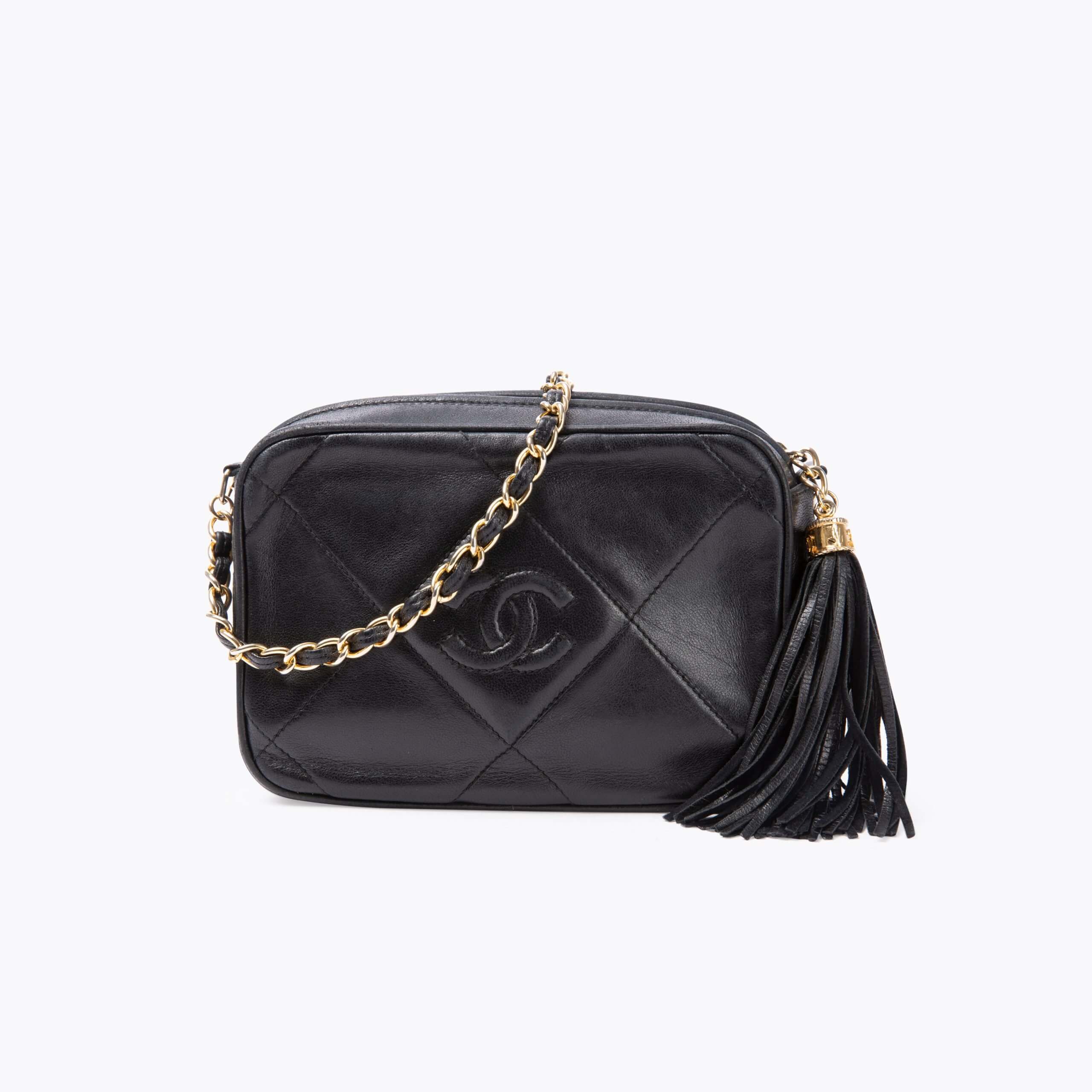 CHANEL Quilted Camera Tassel Crossbody Bag