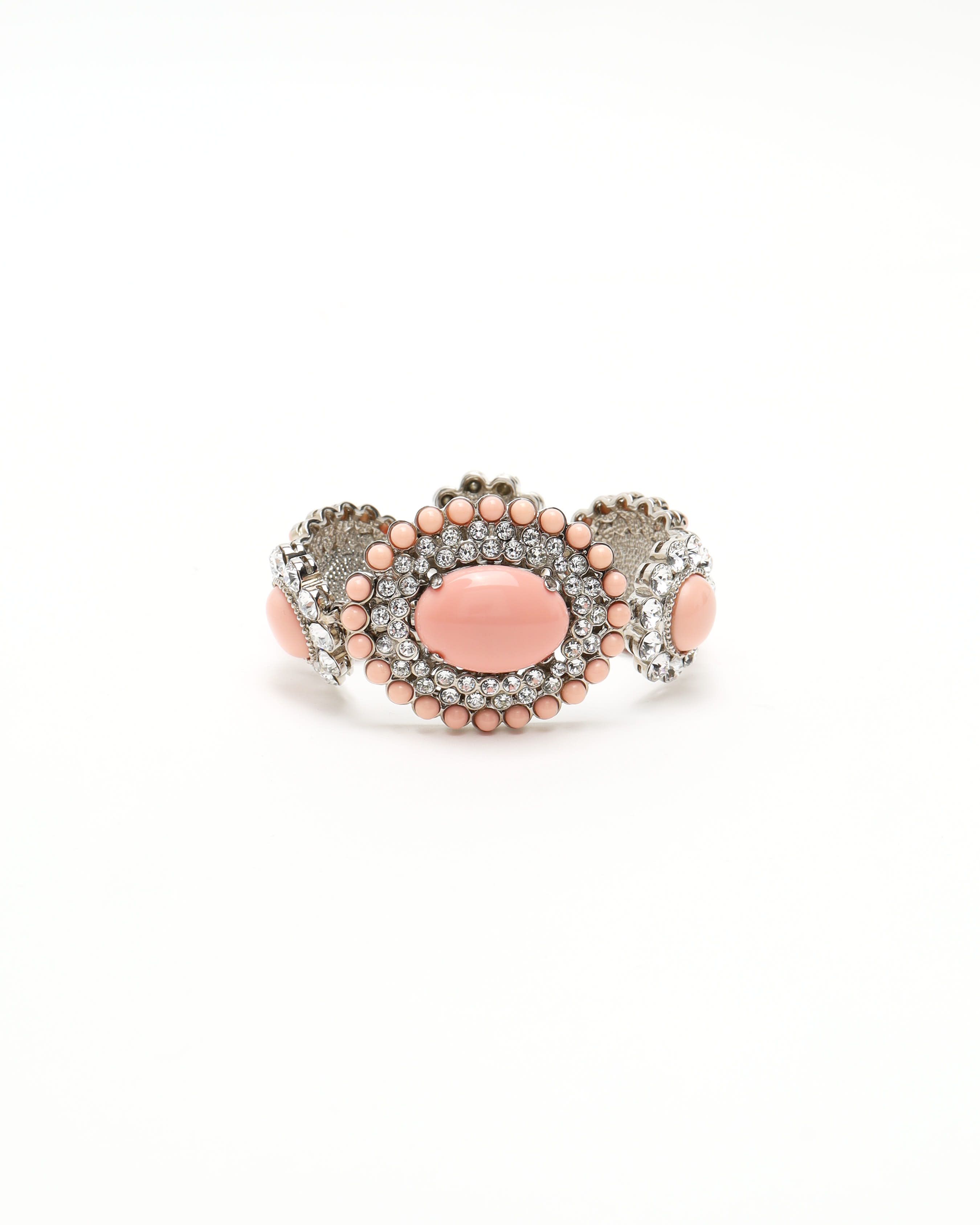 Miu Miu Pink Composite Crystal Embellished Floral Bracelet