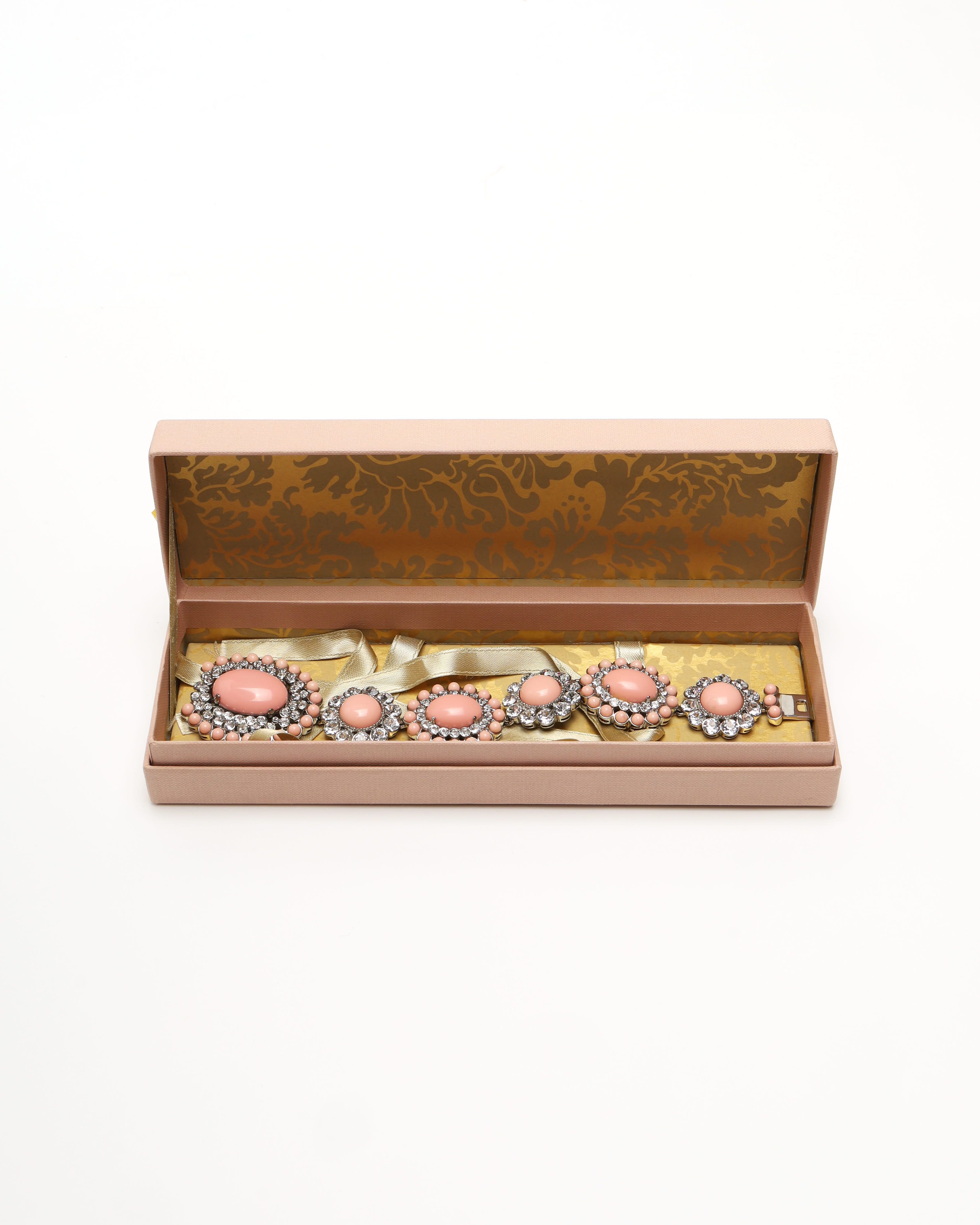 Miu Miu Pink Composite Crystal Embellished Floral Bracelet In Pink