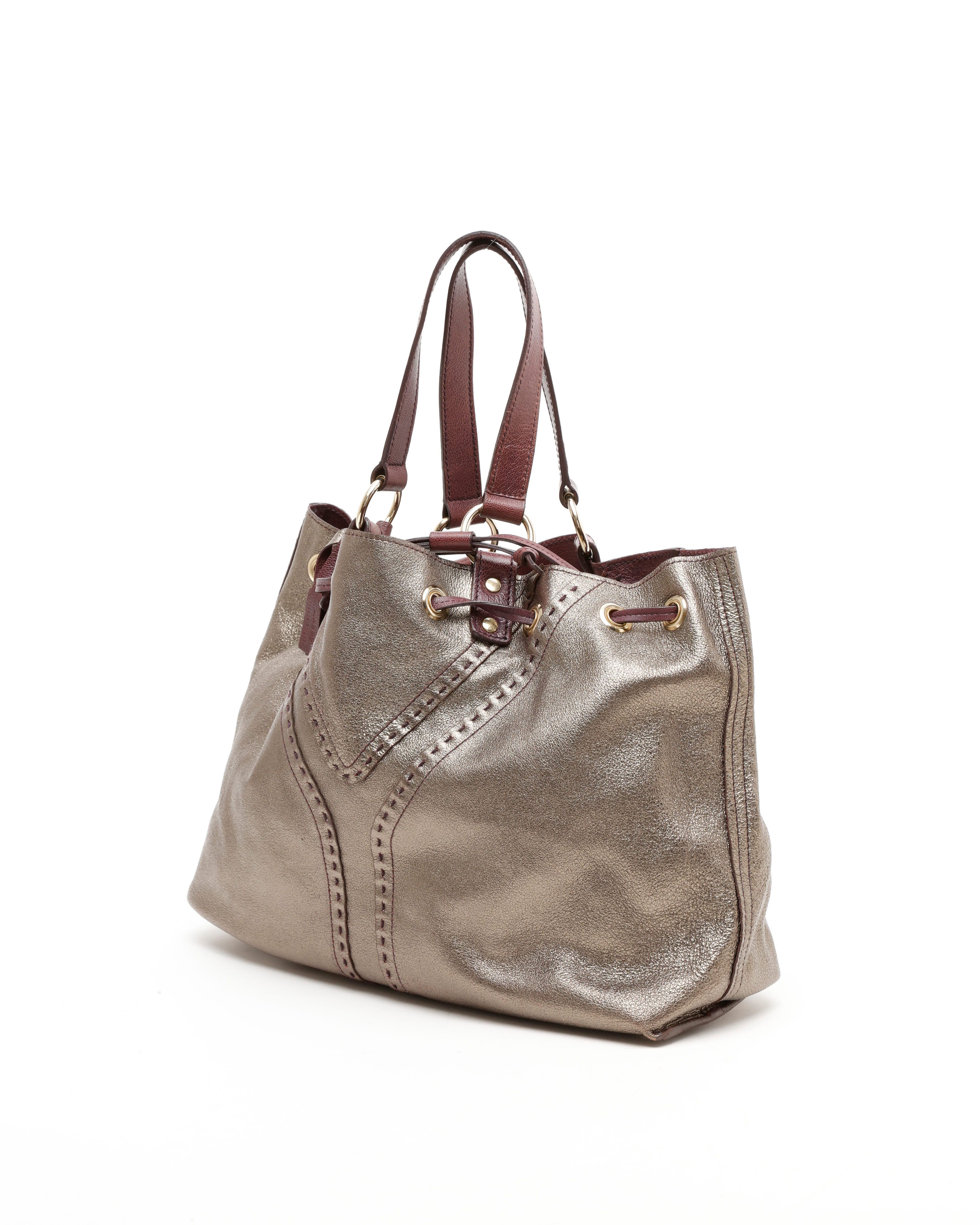 Saint Laurent Reversible Y Tote Bag In Brown