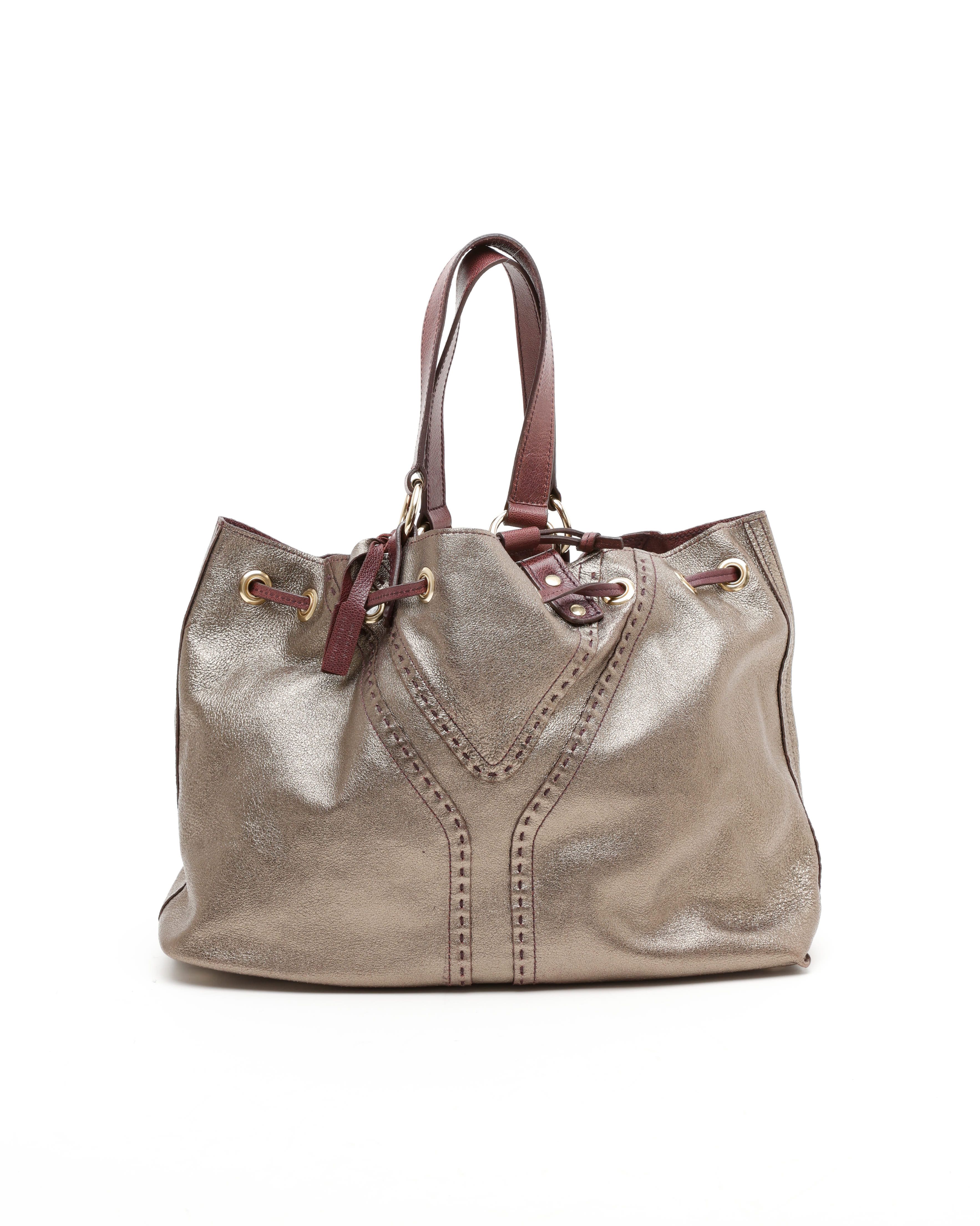 Saint Laurent Reversible Y Tote Bag In Brown