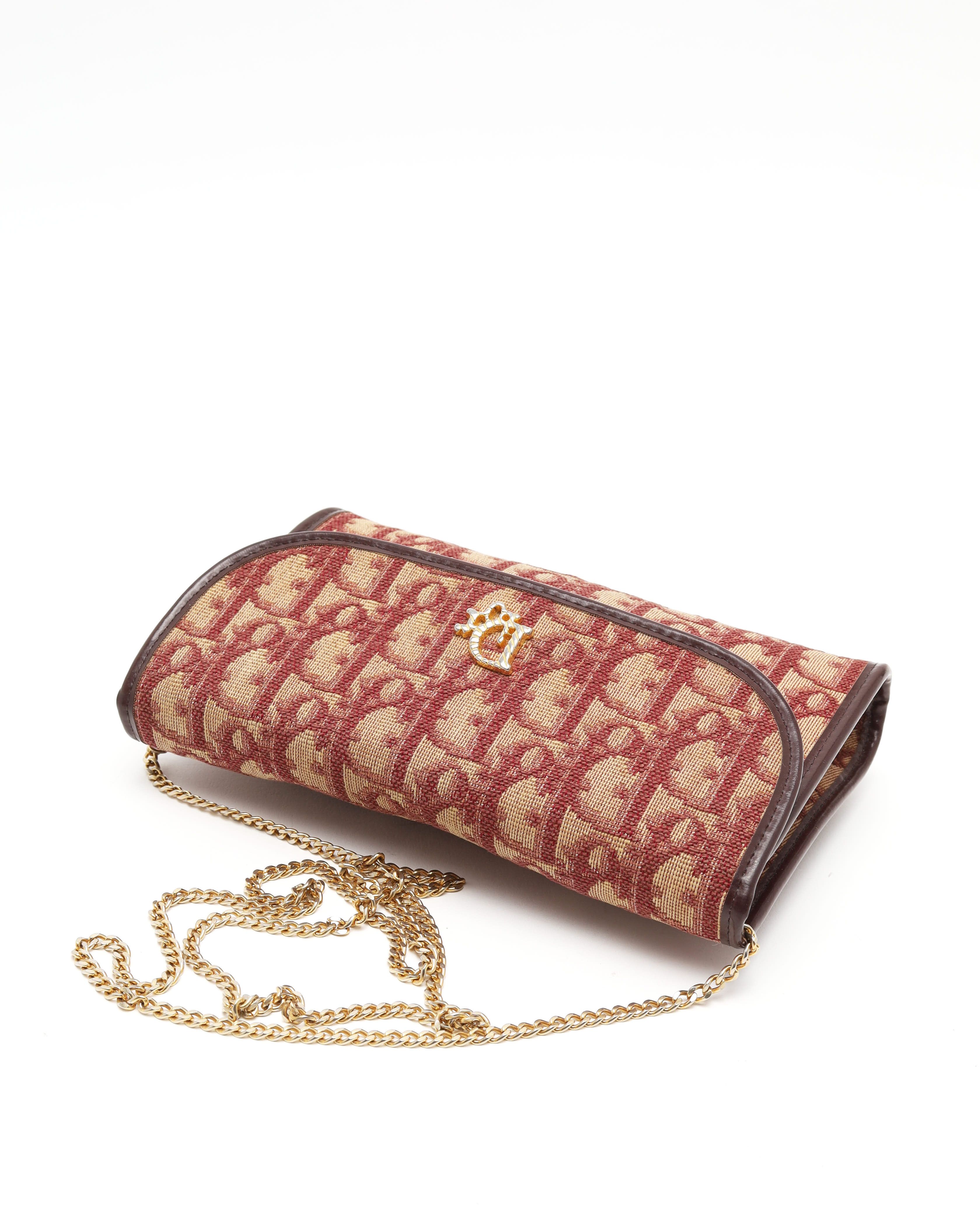Dior Christian  Oblique Wallet On Chain Bag In Brown