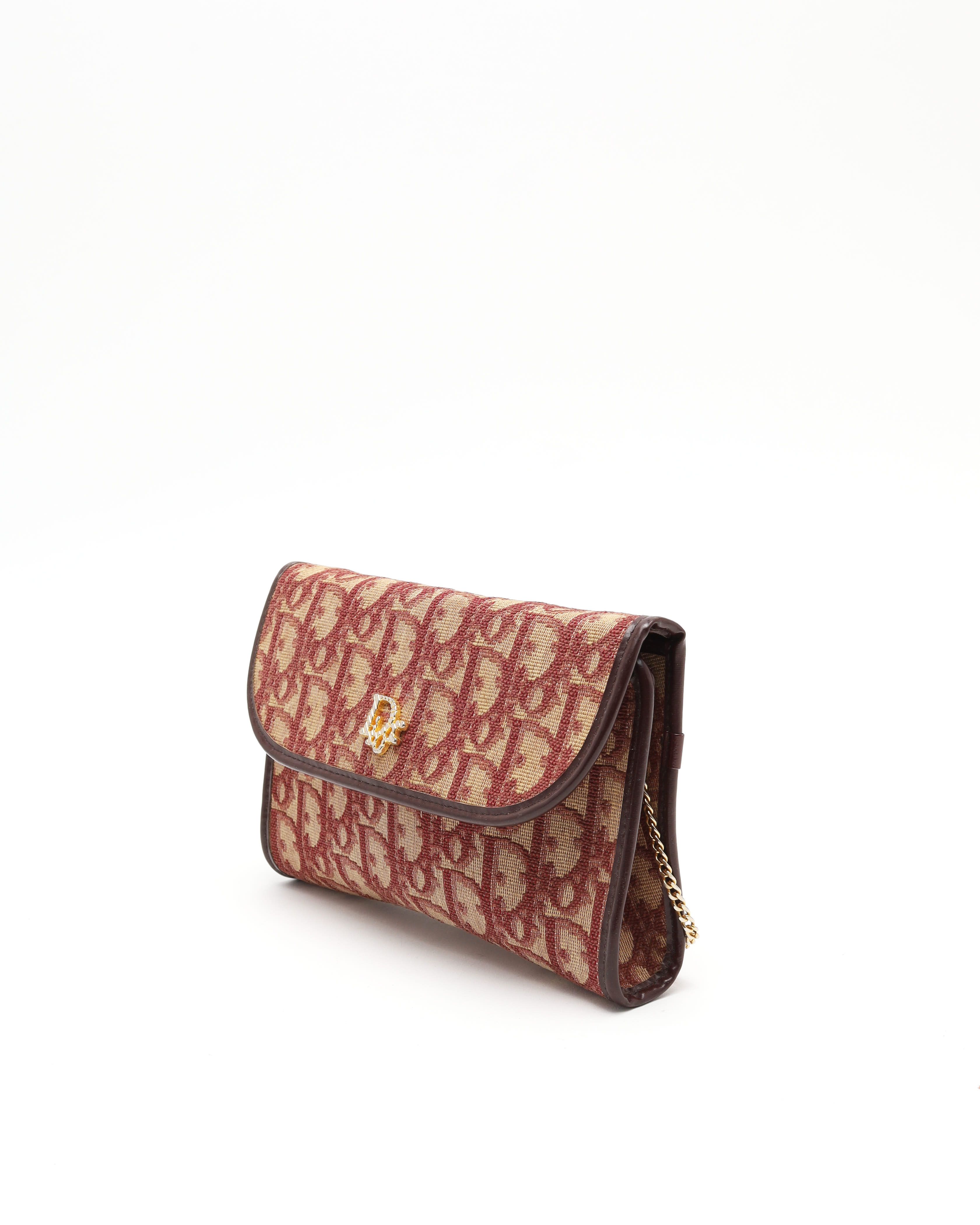 Dior Christian  Oblique Wallet On Chain Bag In Brown