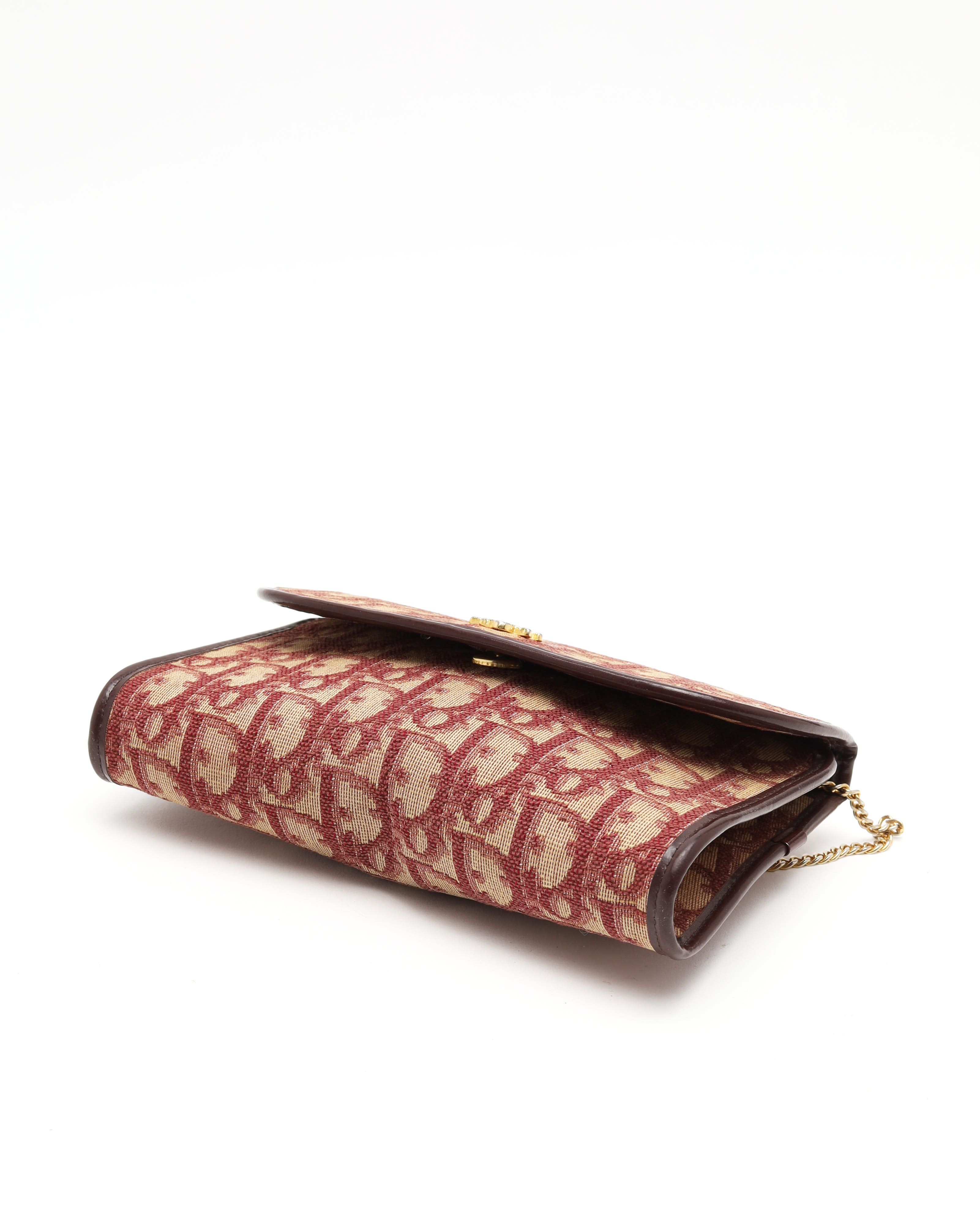 Dior Christian  Oblique Wallet On Chain Bag In Brown