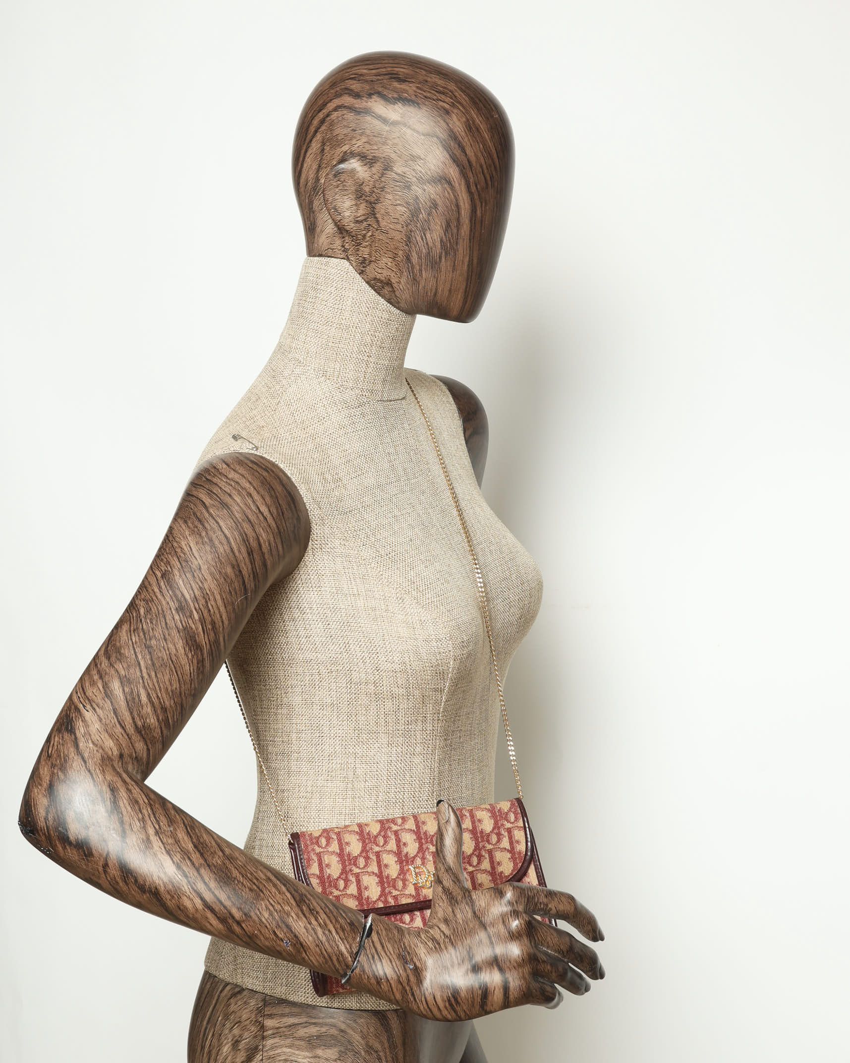 Dior Christian  Oblique Wallet On Chain Bag In Brown