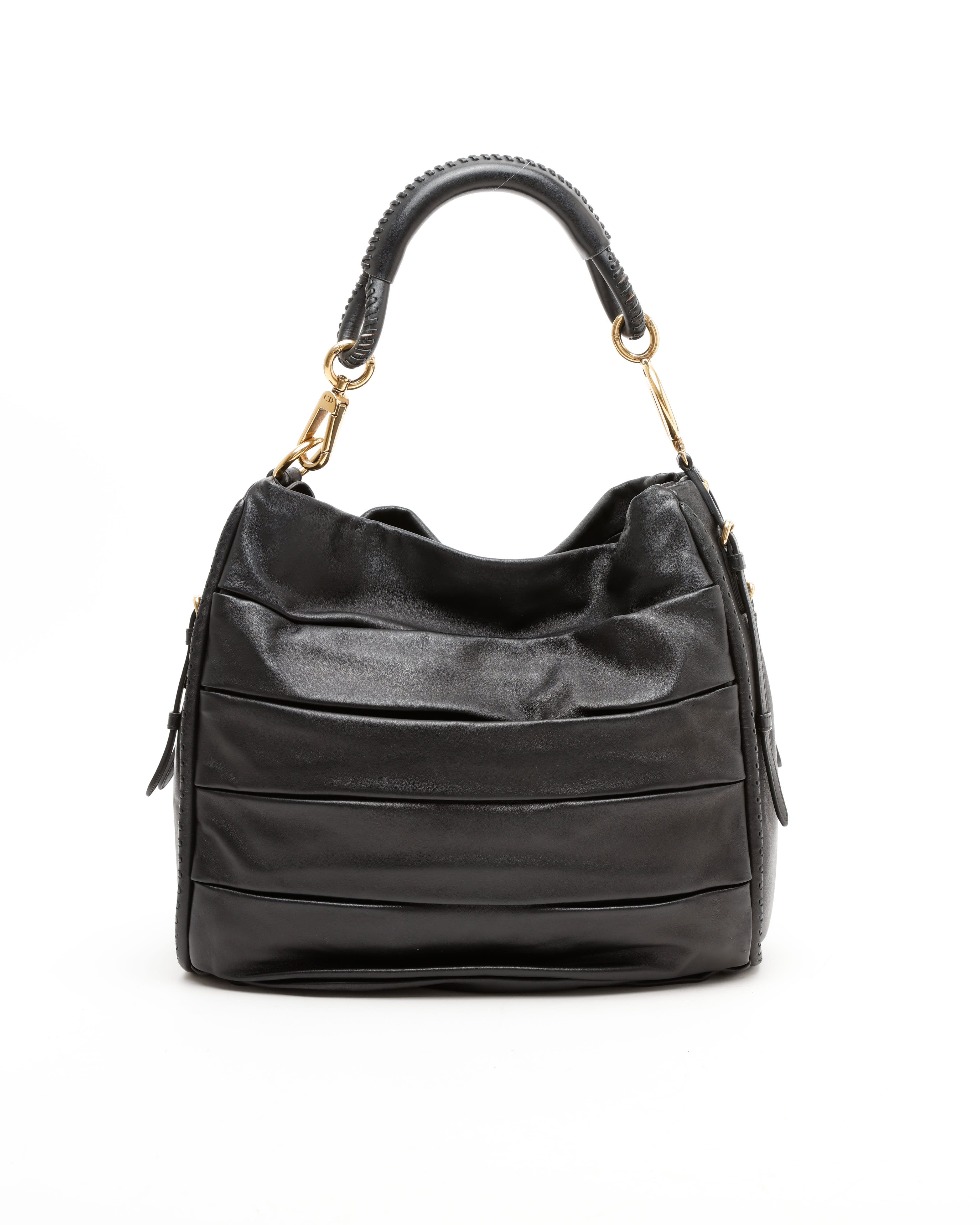 Dior Christian  Draped Hobo Bag In Black