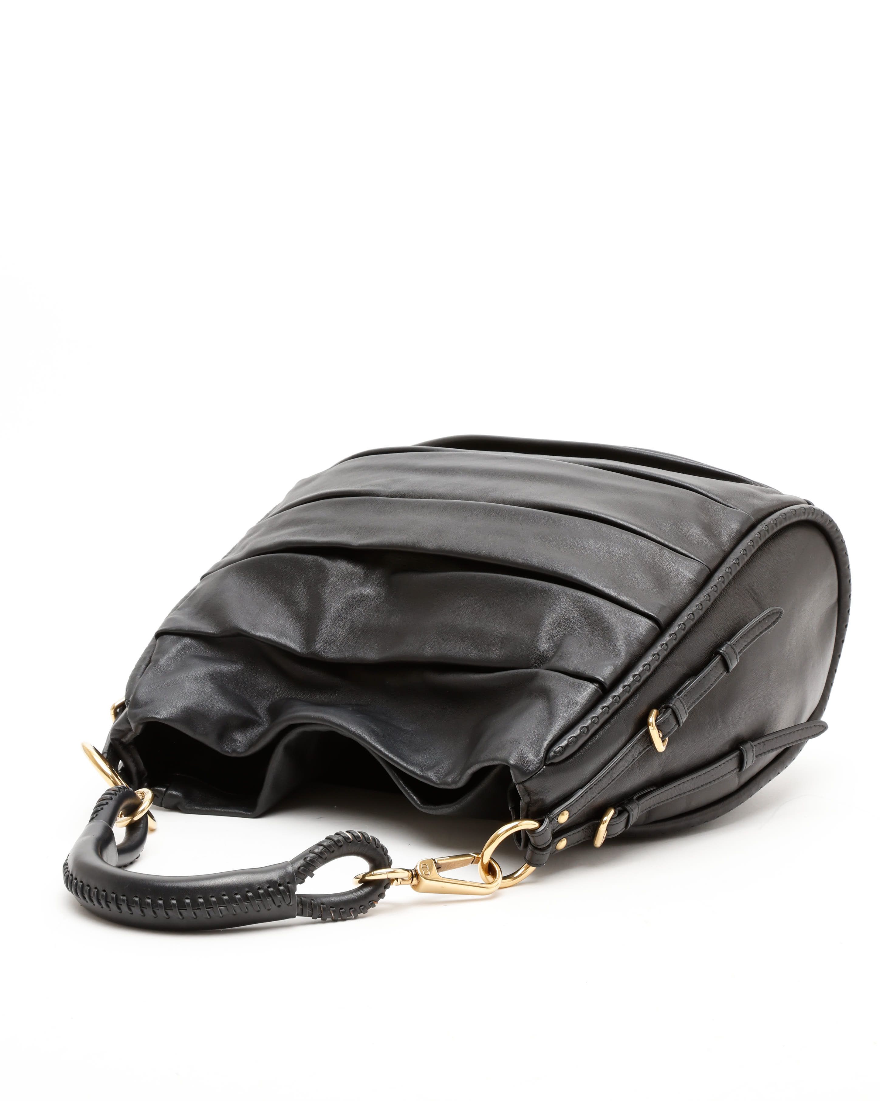 Dior Christian  Draped Hobo Bag In Black