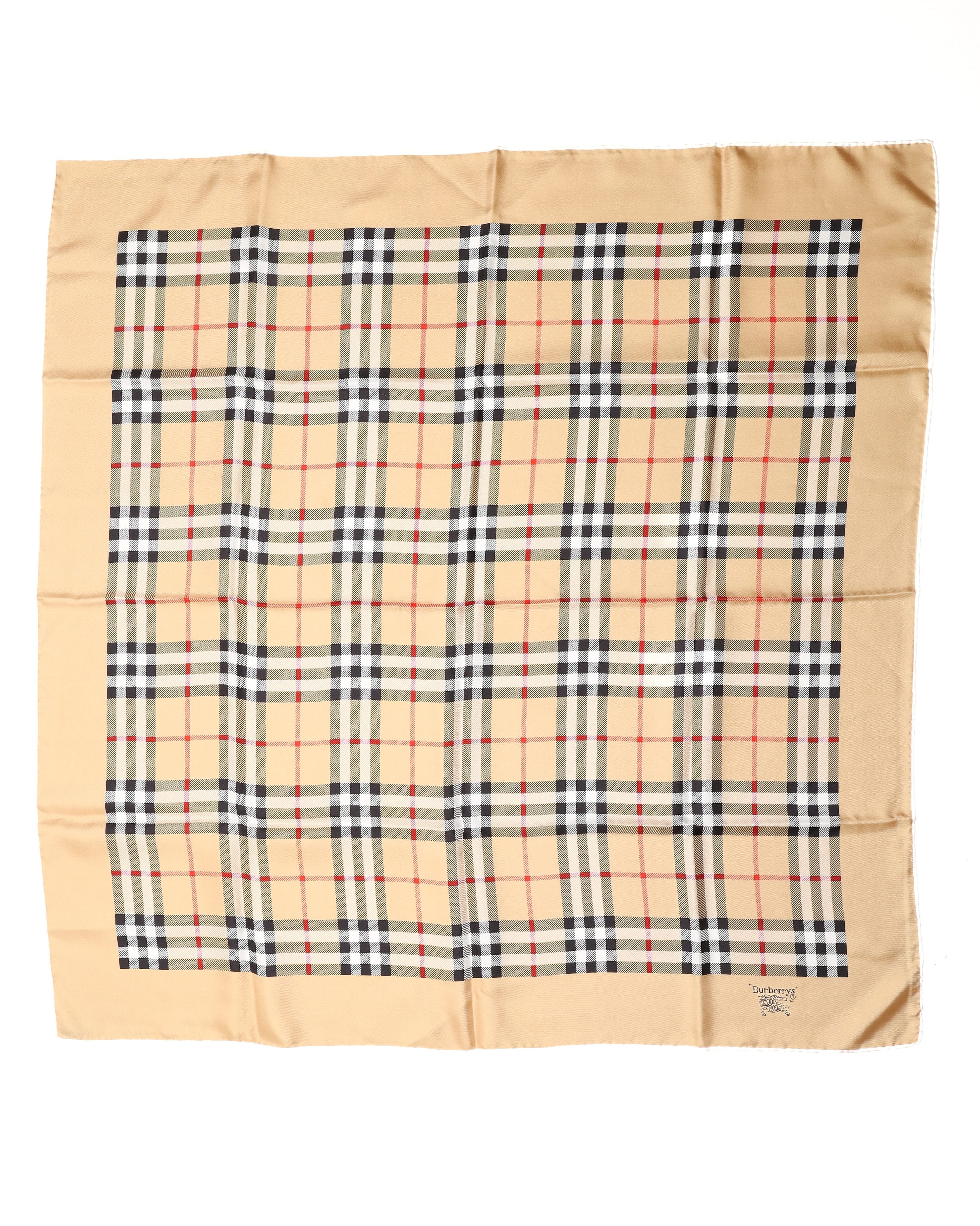 Burberry Nova Check Silk Scarf In Gold