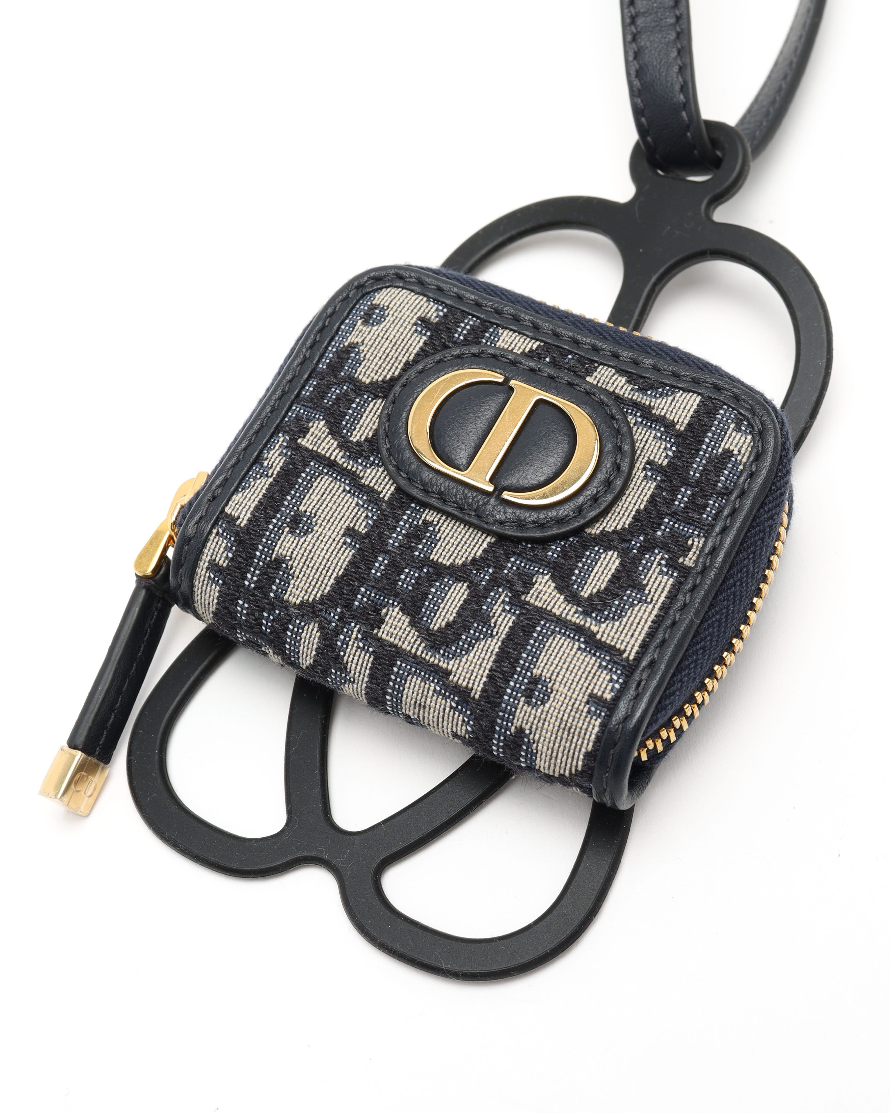 Dior Christian  Oblique Phone And Airpods Holder In Blue