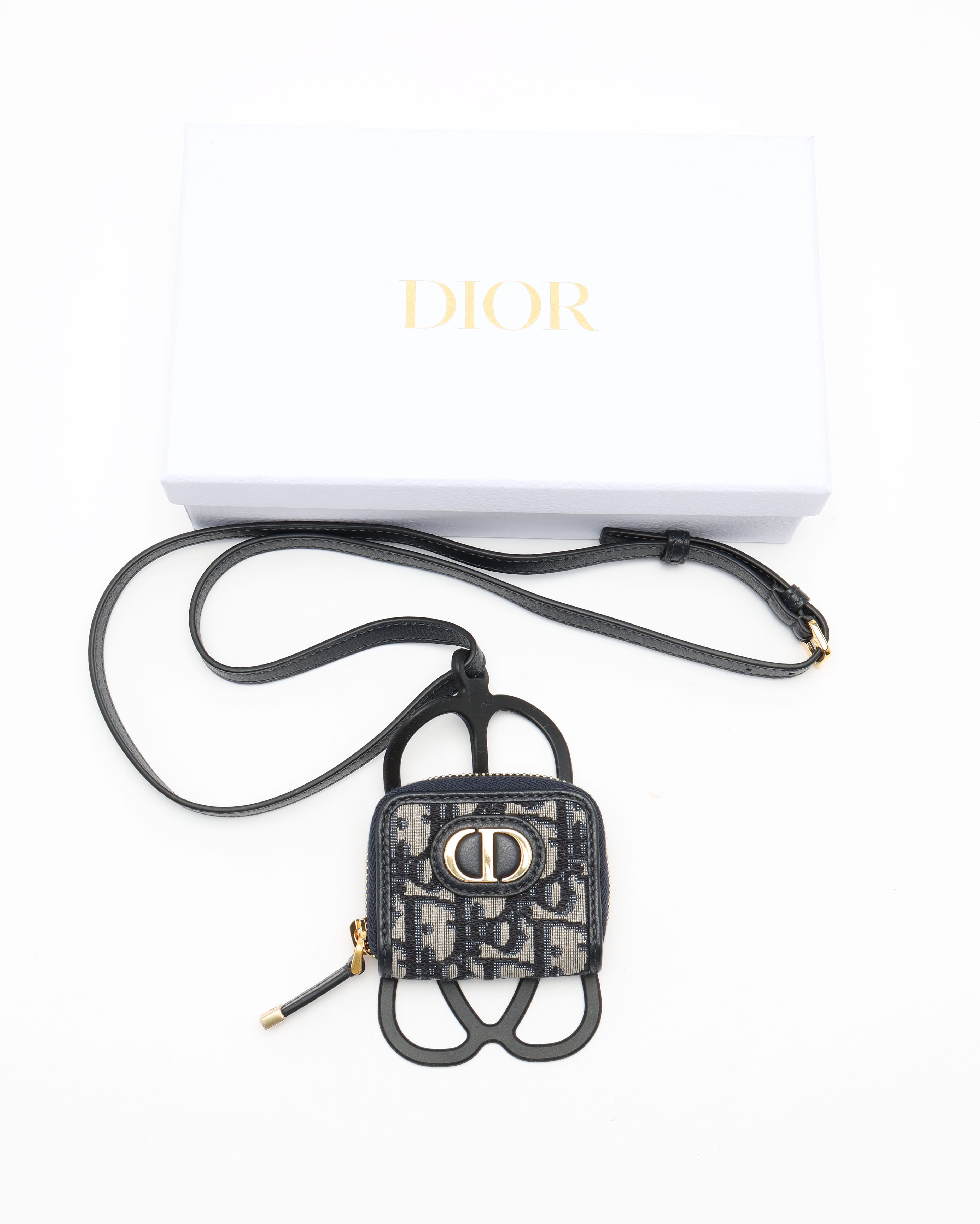 Dior Christian  Oblique Phone And Airpods Holder In Blue