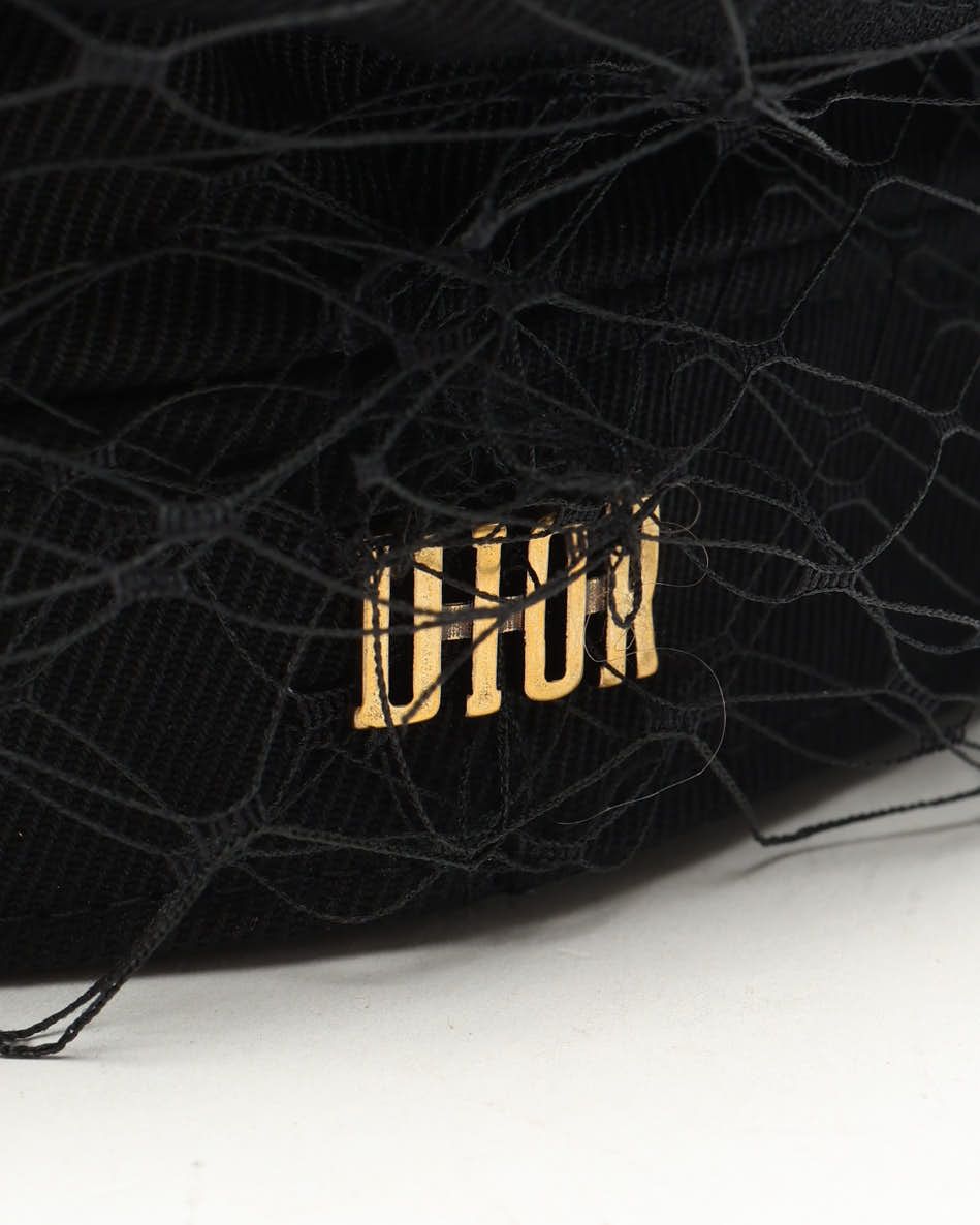 Dior Christian  Bee Embroidered Beret Tile In Black