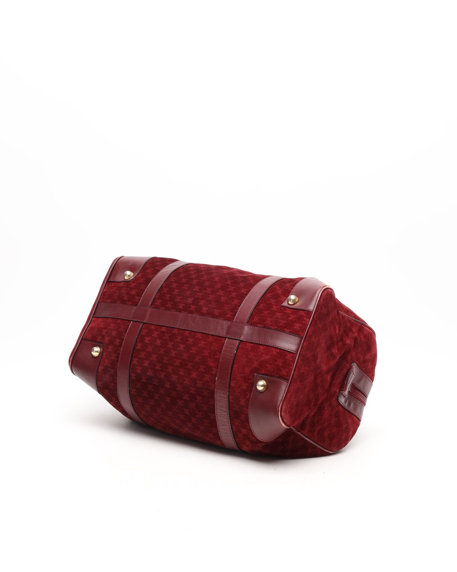 Celine Céline Suede Macadam Boston Bag In Red