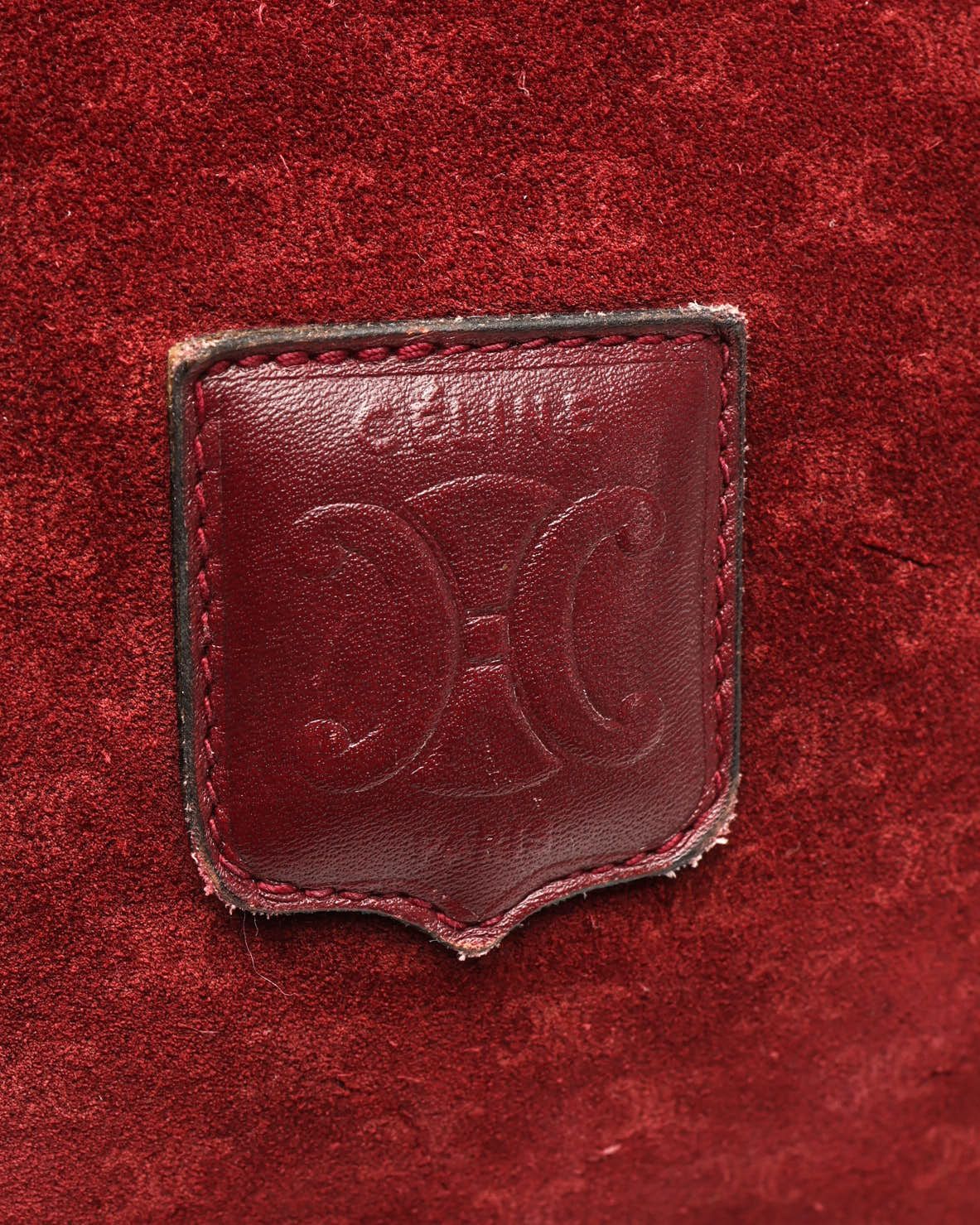 Celine Céline Suede Macadam Boston Bag In Red