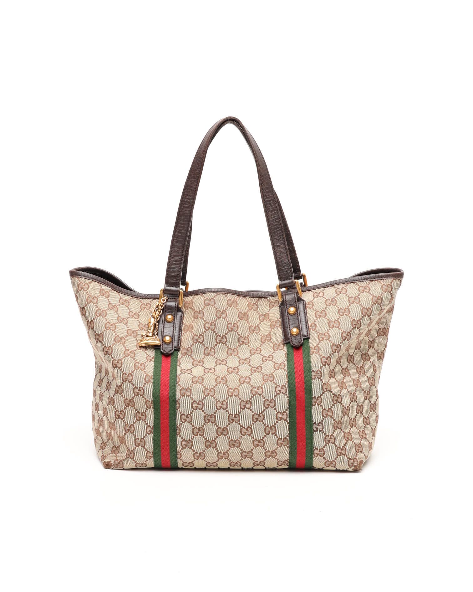Gucci Gg Sherry Line Tote Bag In Brown