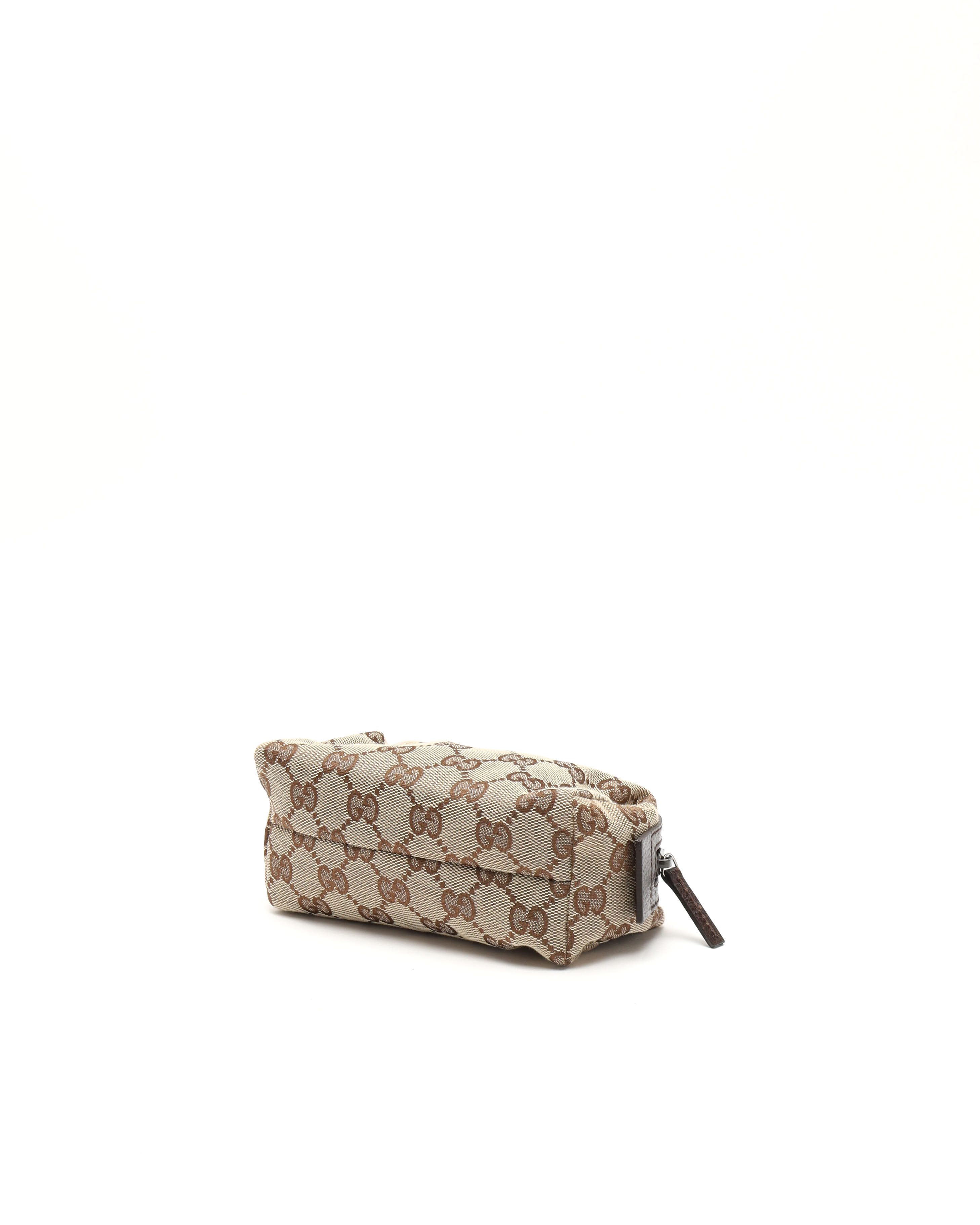 Gucci Canvas And Leather Pouch In Brown
