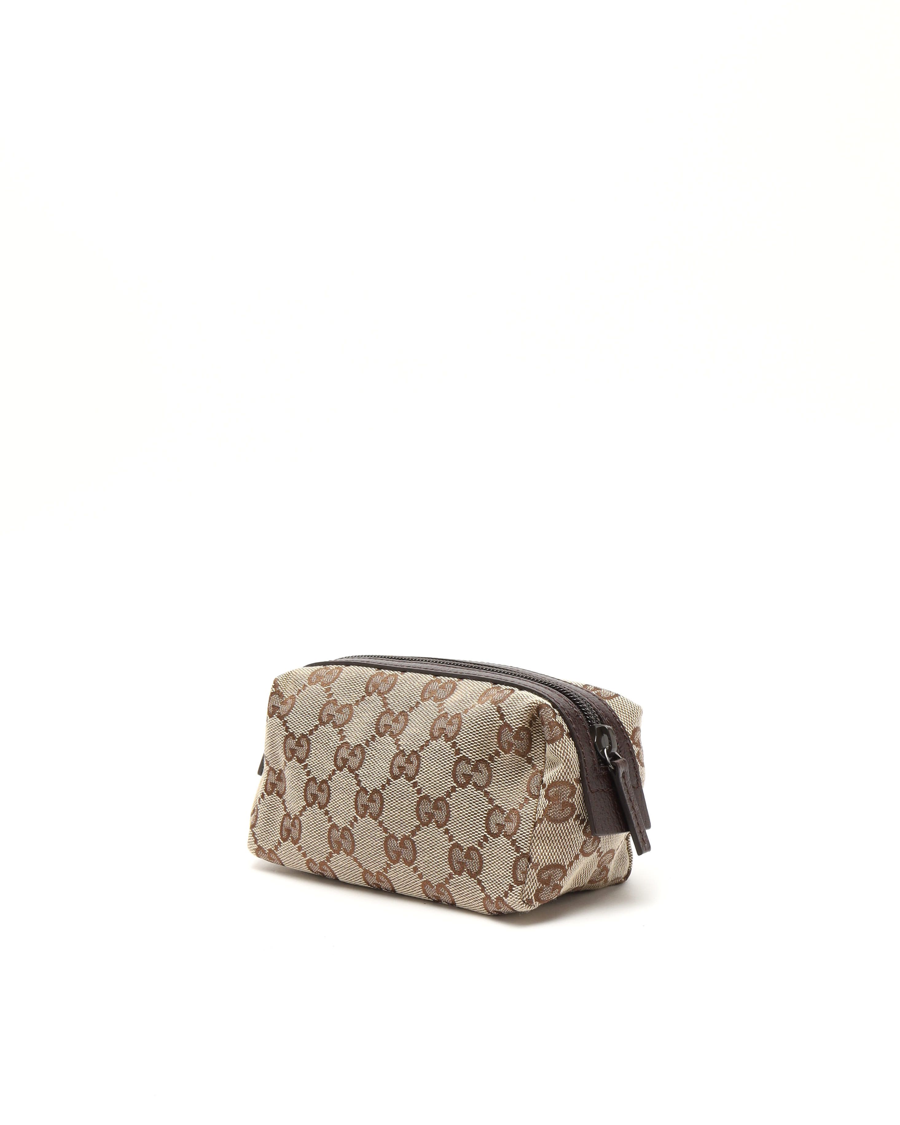 Gucci Canvas And Leather Pouch In Brown