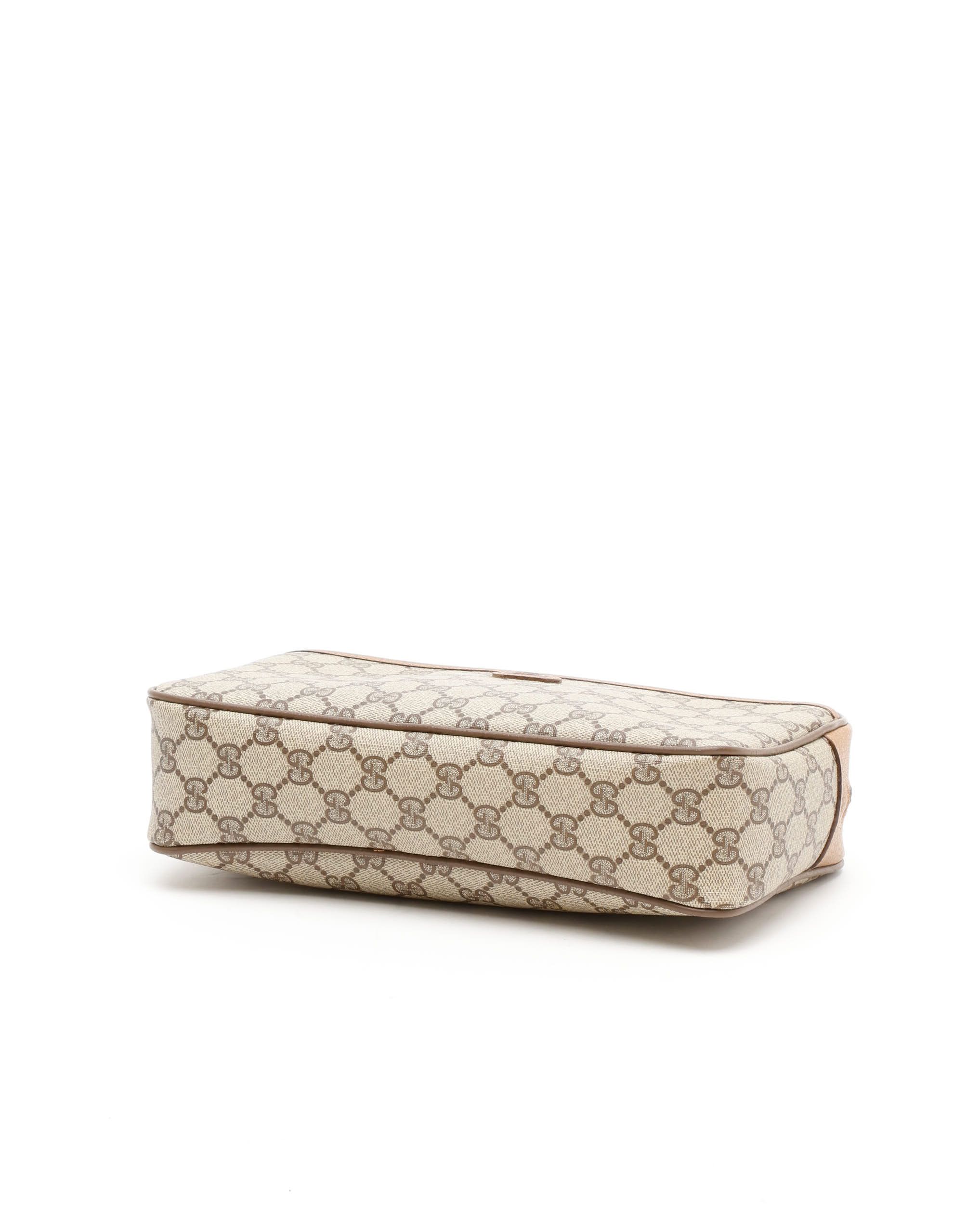 Gucci Gg Supreme Ophidia Pouch In Brown