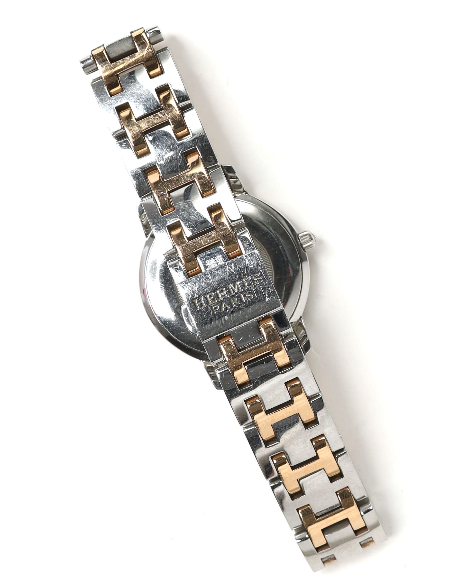 Pre-owned Hermes Hermès Clipper 24mm Ref Cp1.222 Diamond Watch In White