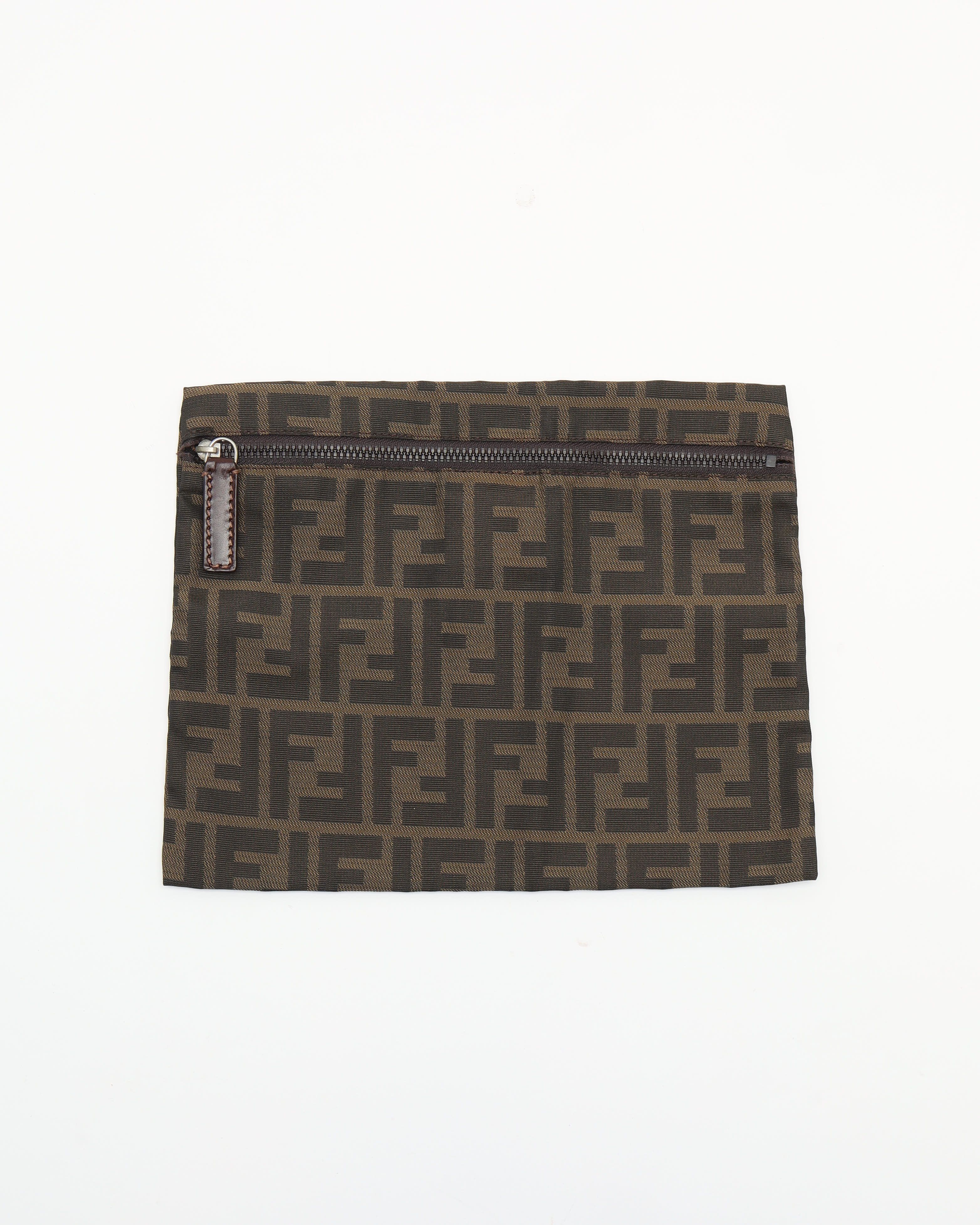 Fendi Zucca Cosmetic Pouch In Brown