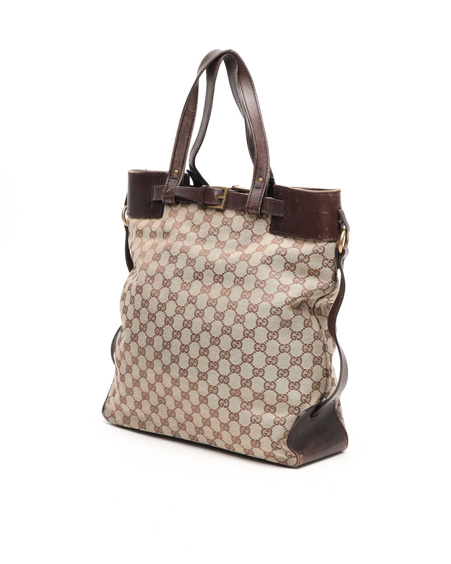 Gucci Gg Belt Tote Bag In Brown