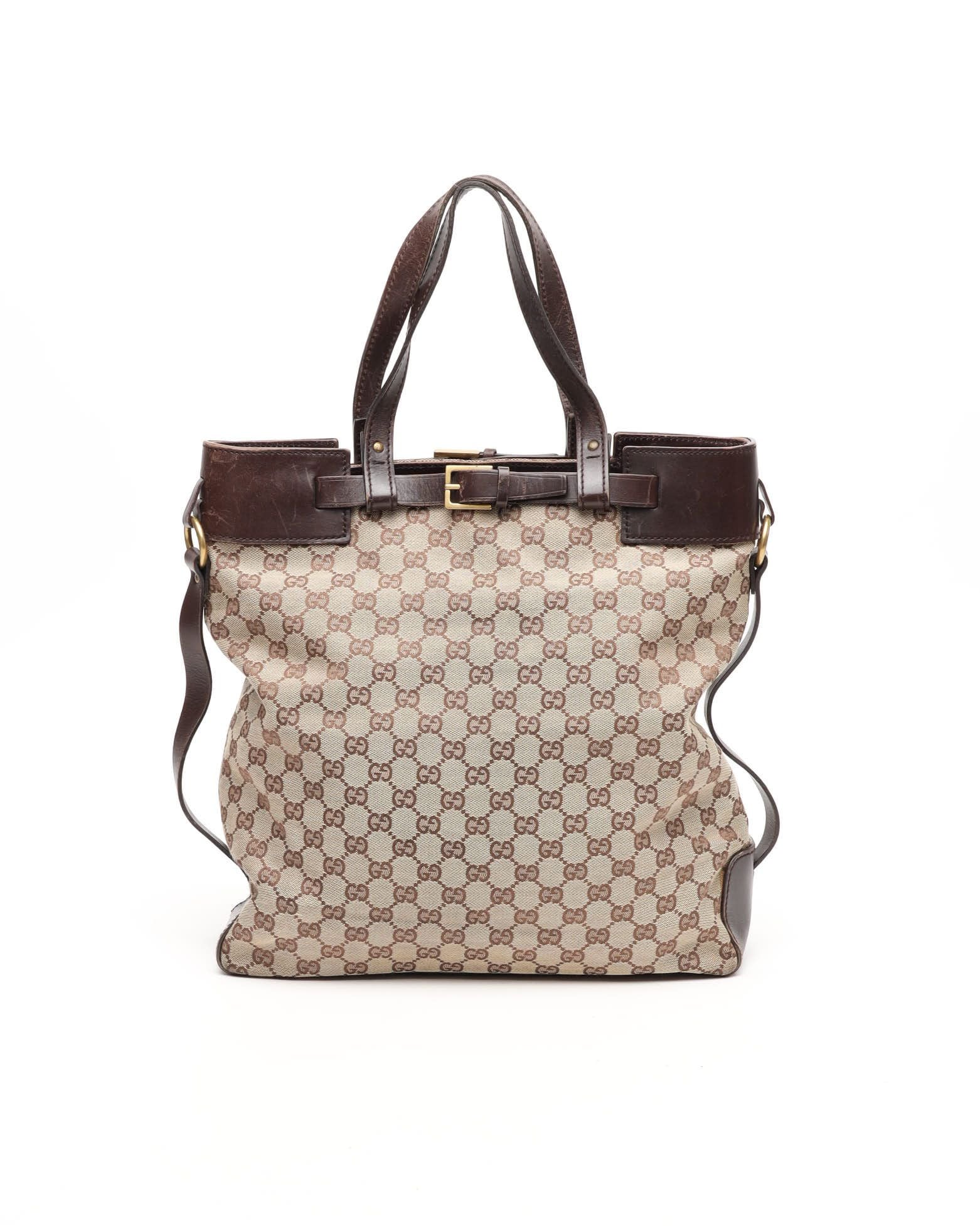 Gucci Gg Belt Tote Bag In Brown