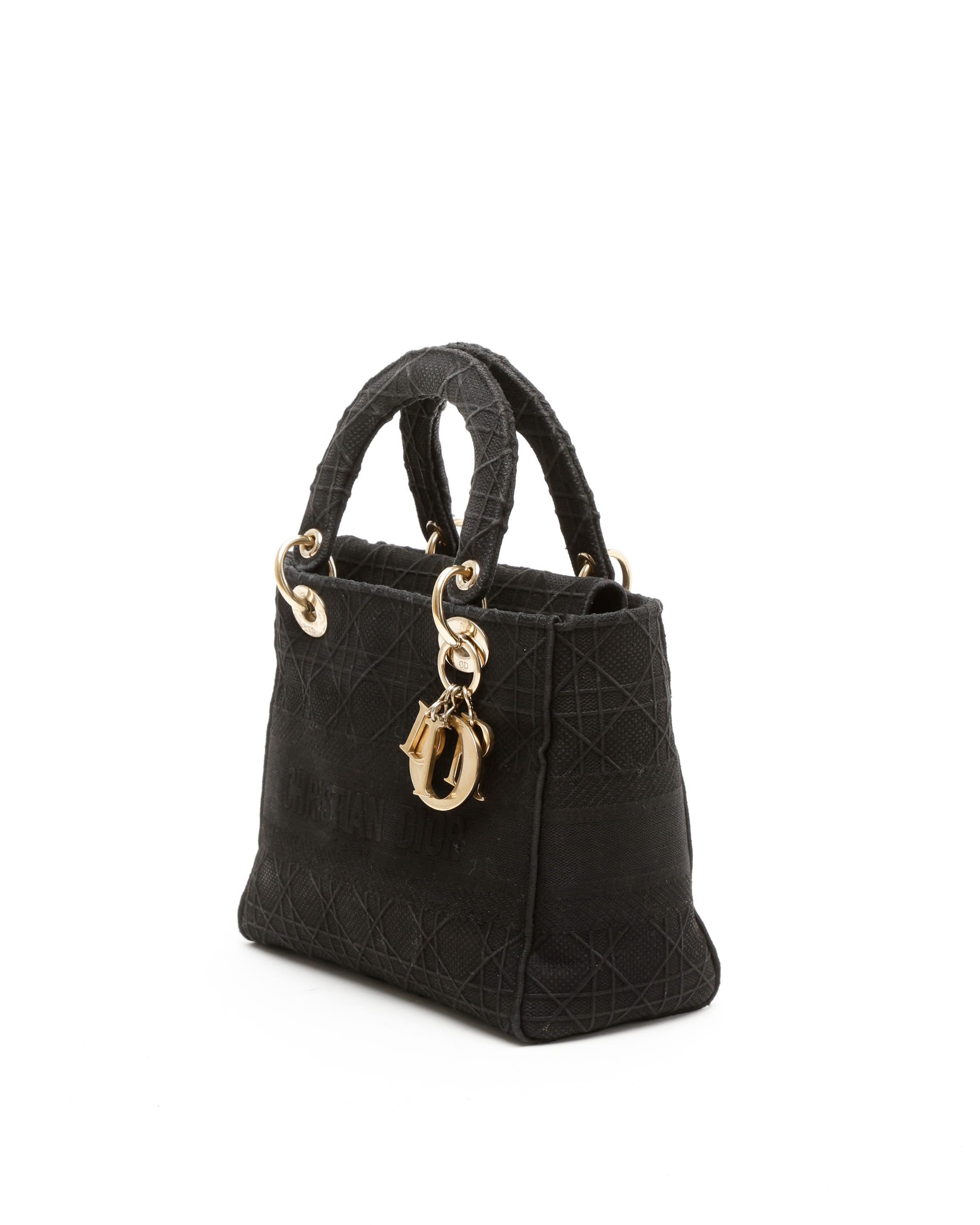 Dior Christian  Medium Lady D-lite Bag In Black