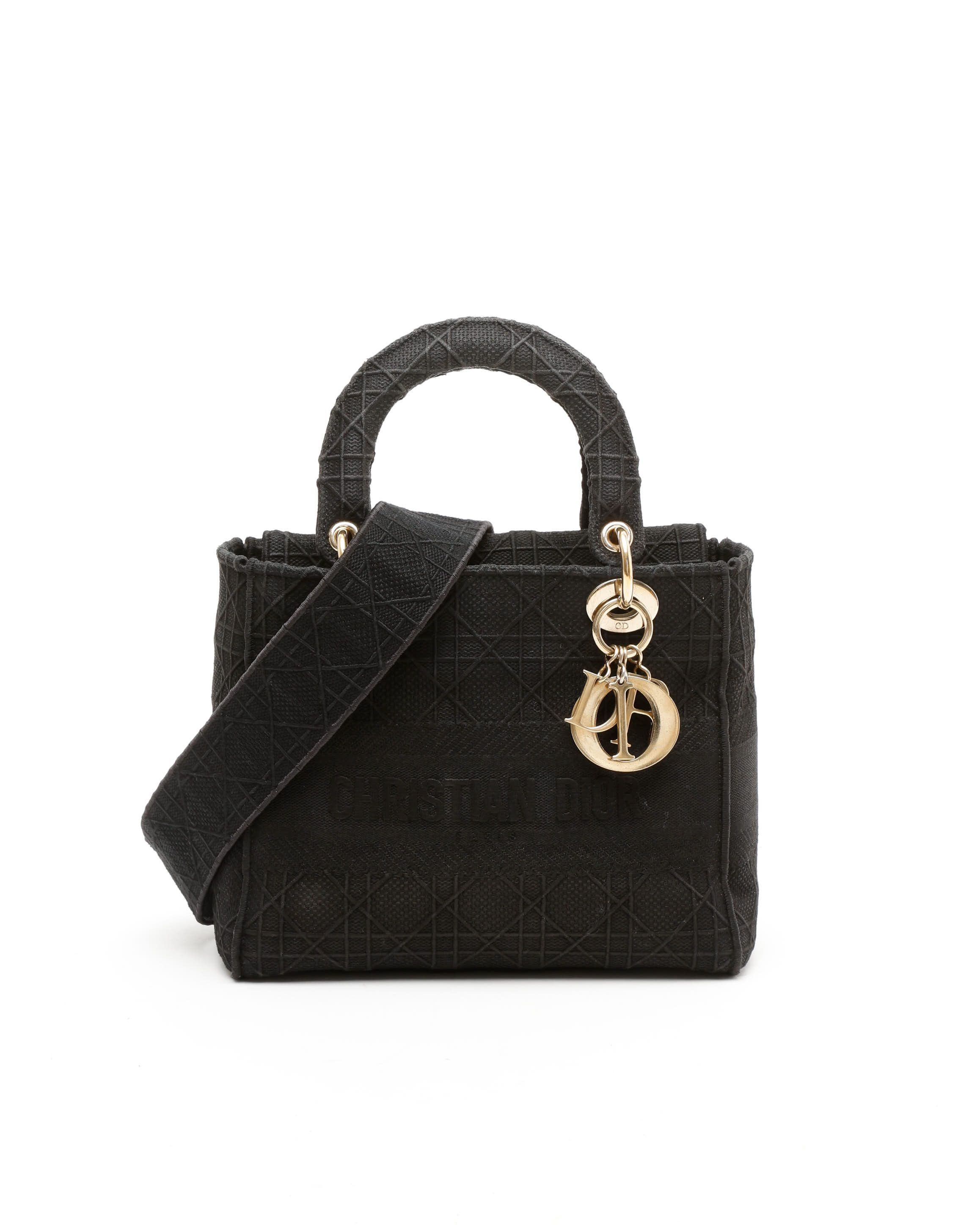 Dior Christian  Medium Lady D-lite Bag In Black