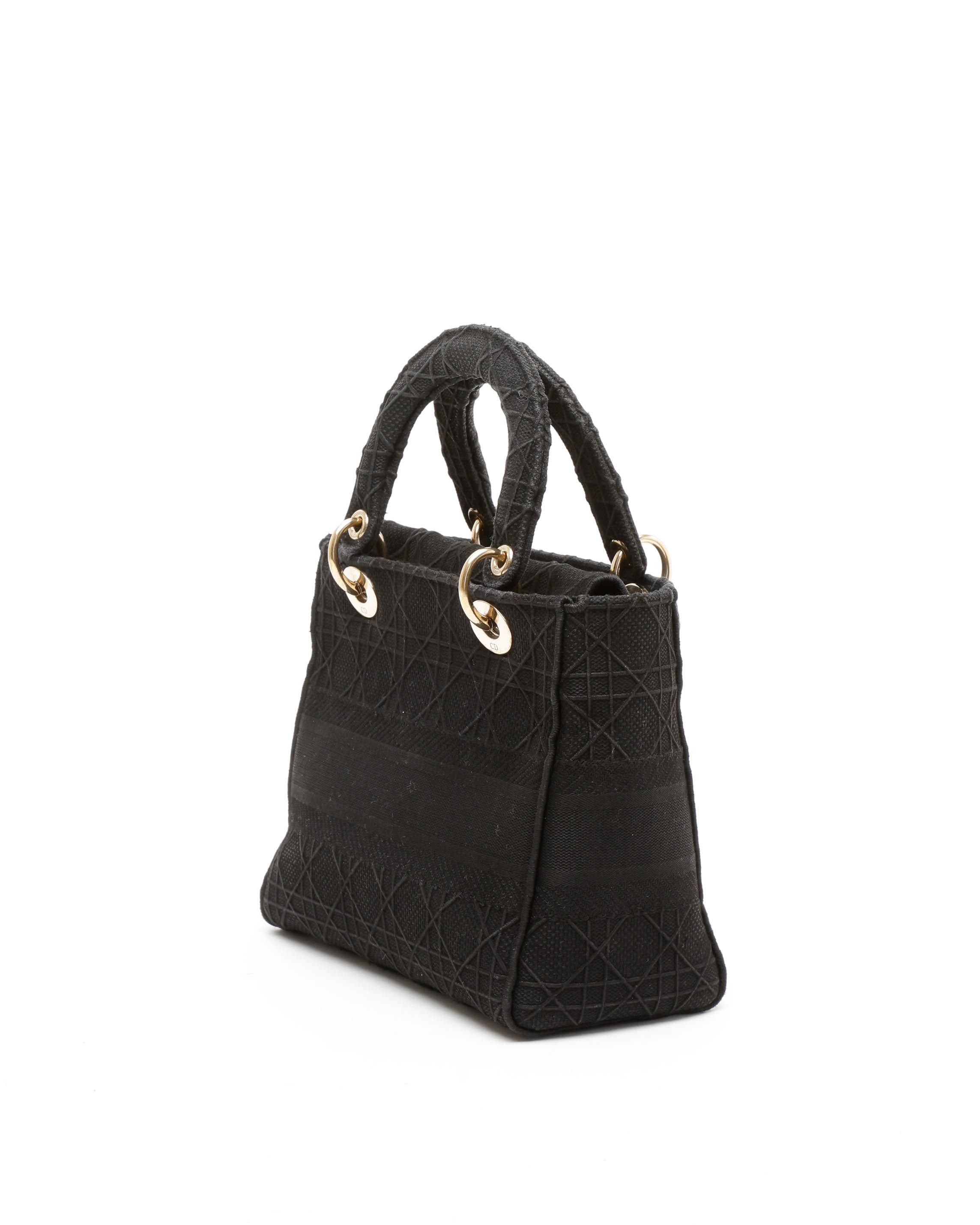 Dior Christian  Medium Lady D-lite Bag In Black