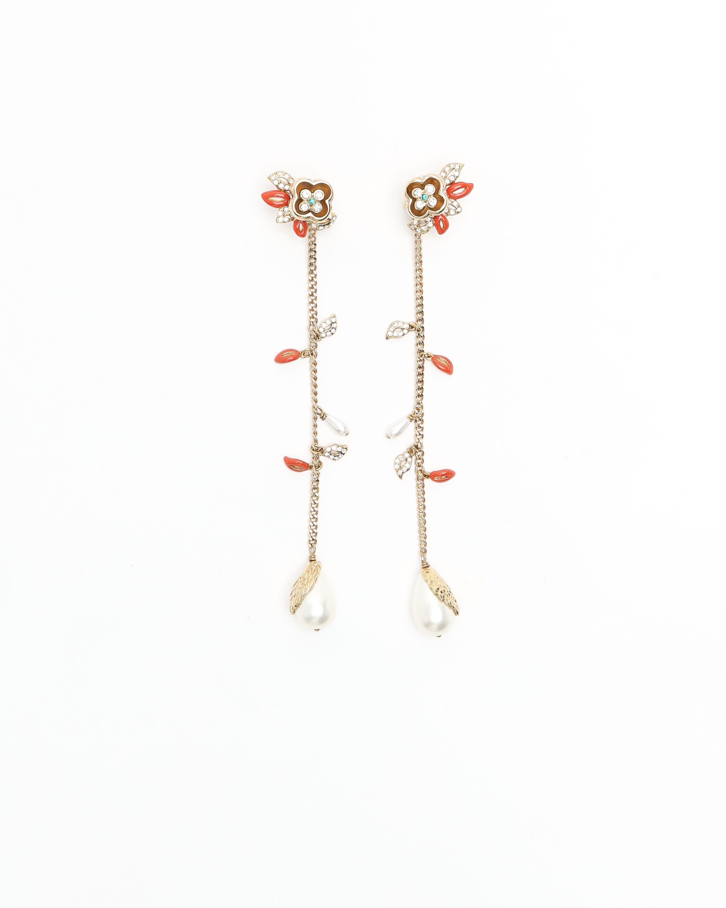 Pre-owned Louis Vuitton Miss Windsor Pearl Dangle Earrings In Multi