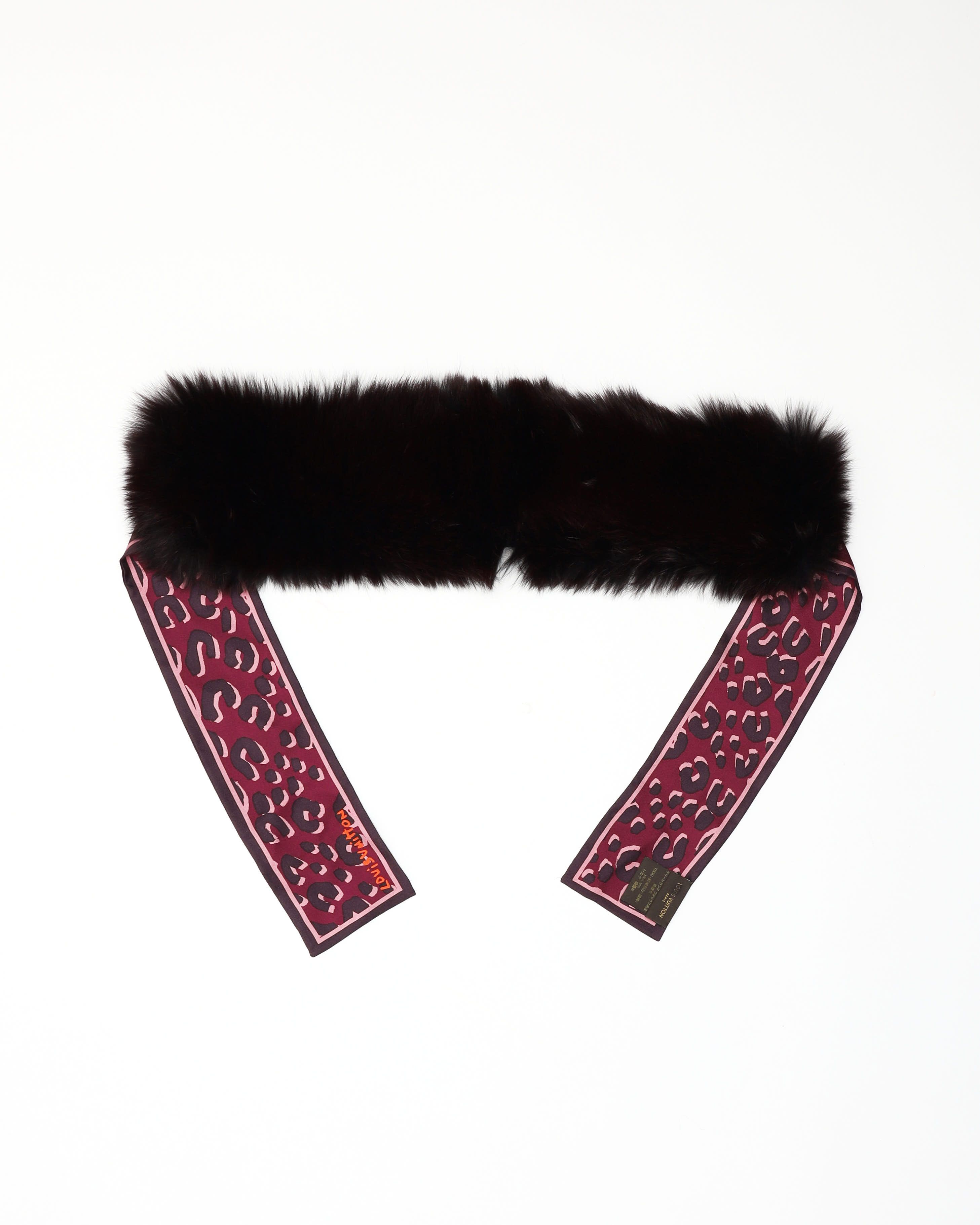 Pre-owned Louis Vuitton Fur Silk Scarf In Multi