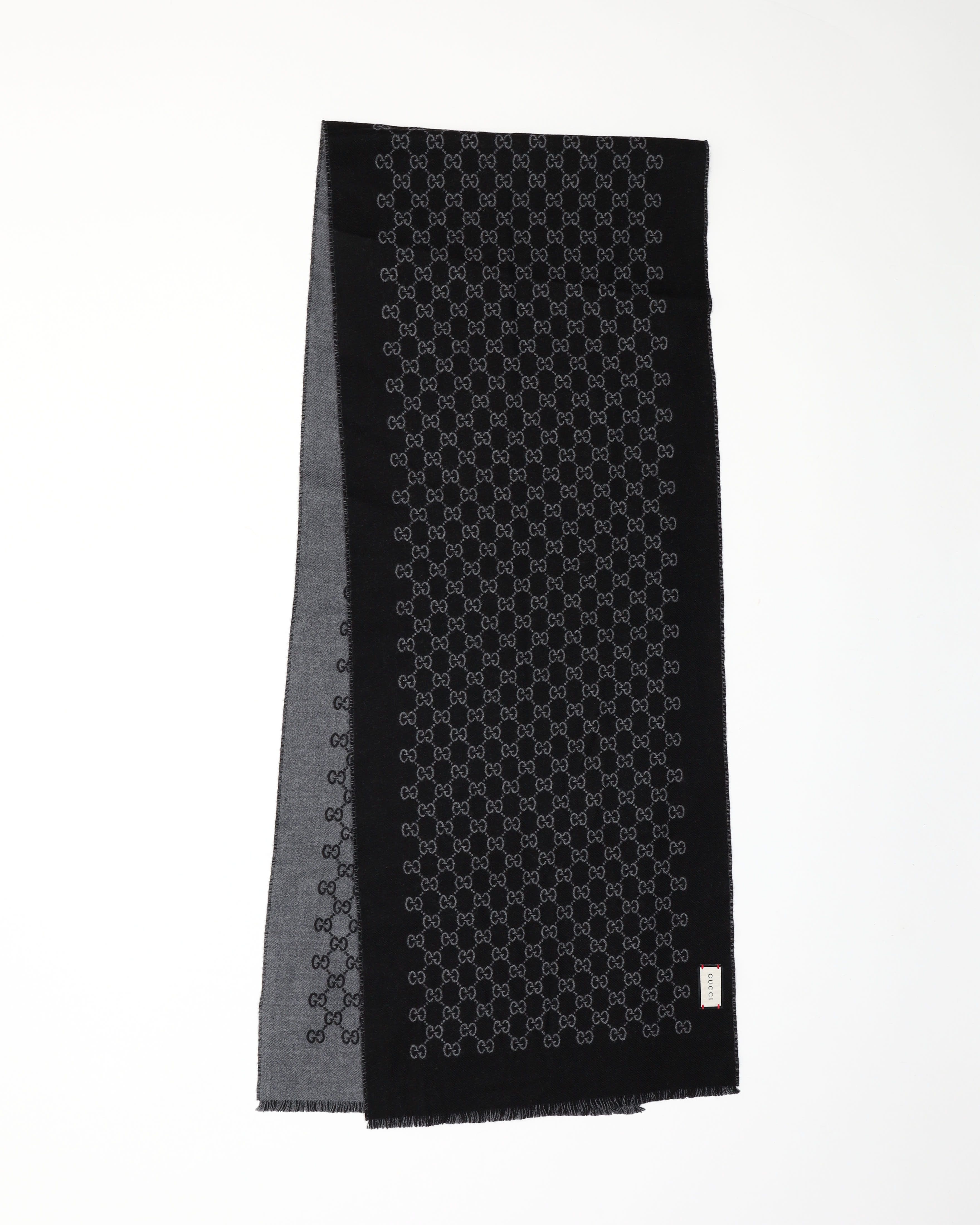 Gucci Gg Wool Scarf In Black