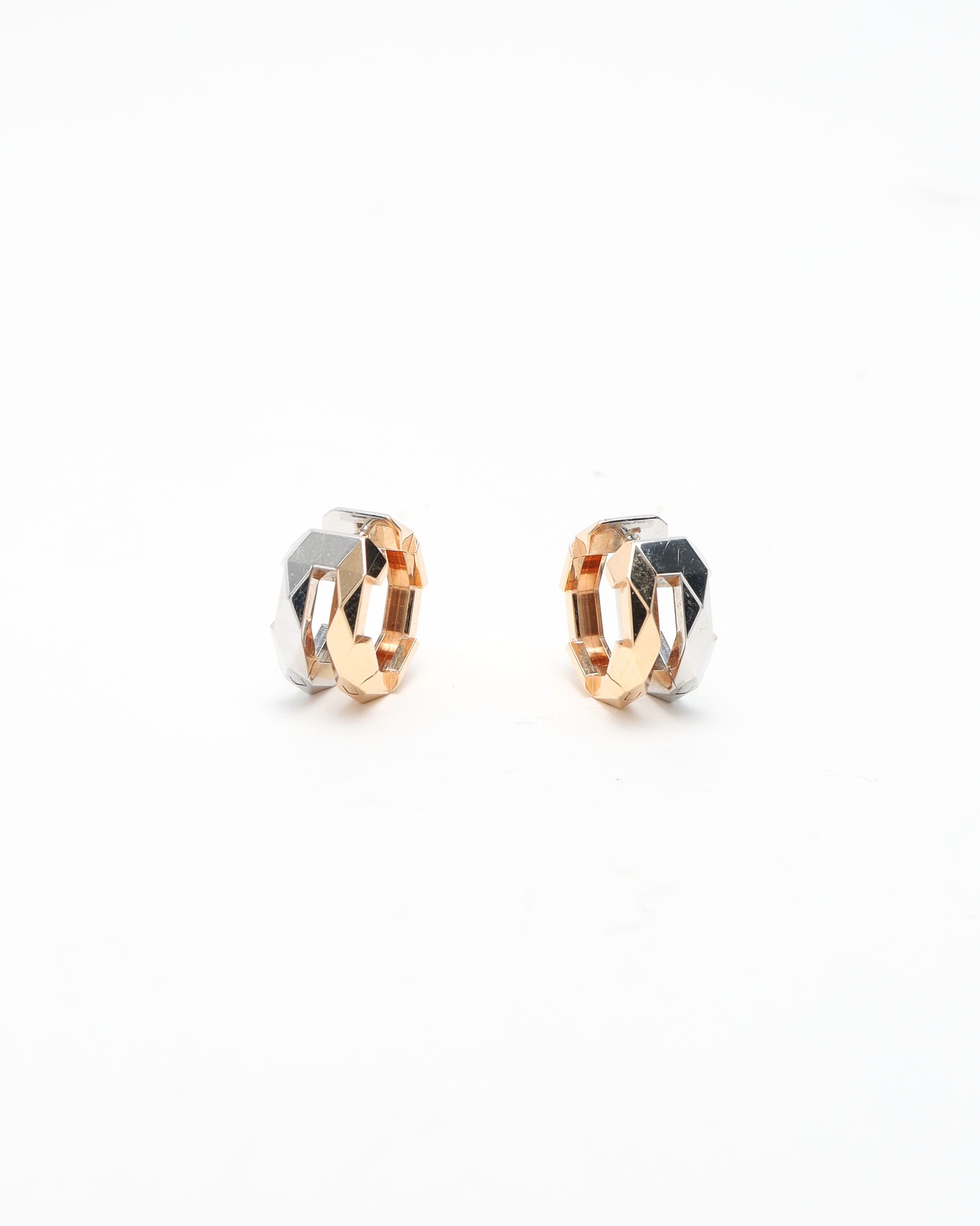 Gucci 18kt Rose- And White Link To Love Double Earrings In Gold