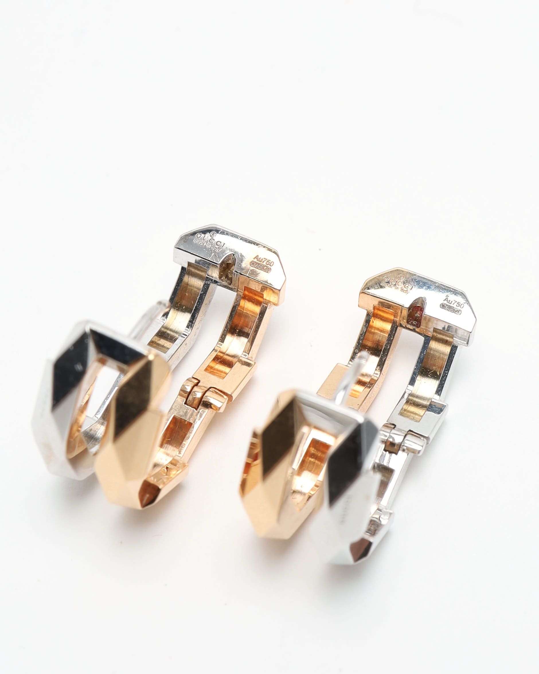 Gucci 18kt Rose- And White Link To Love Double Earrings In Gold