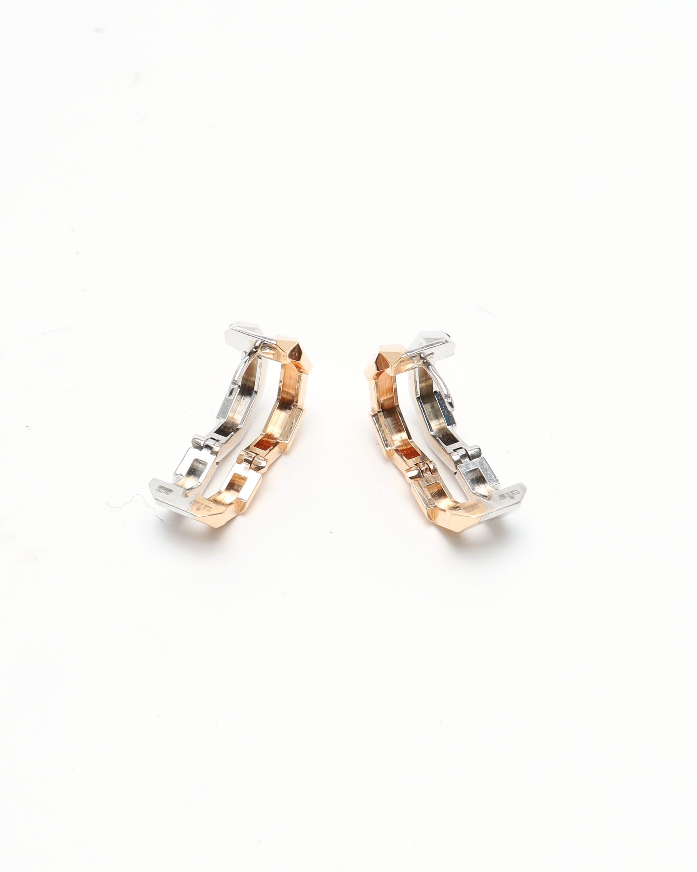 Gucci 18kt Rose- And White Link To Love Double Earrings In Gold
