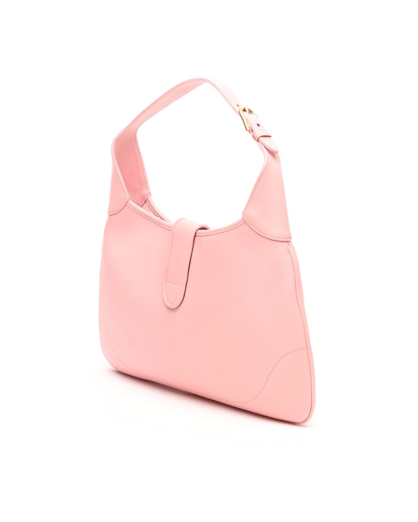 Gucci Aphrodite Pink Raffia Medium Shoulder Handbag With Suede Leather Top Handle In Pink