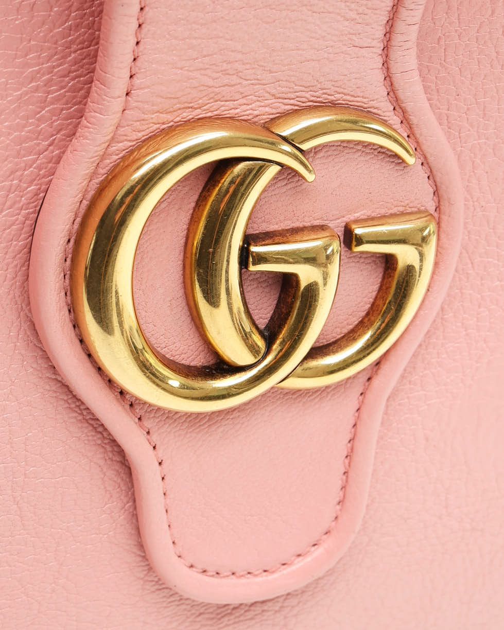 Gucci Aphrodite Pink Raffia Medium Shoulder Handbag With Suede Leather Top Handle In Pink