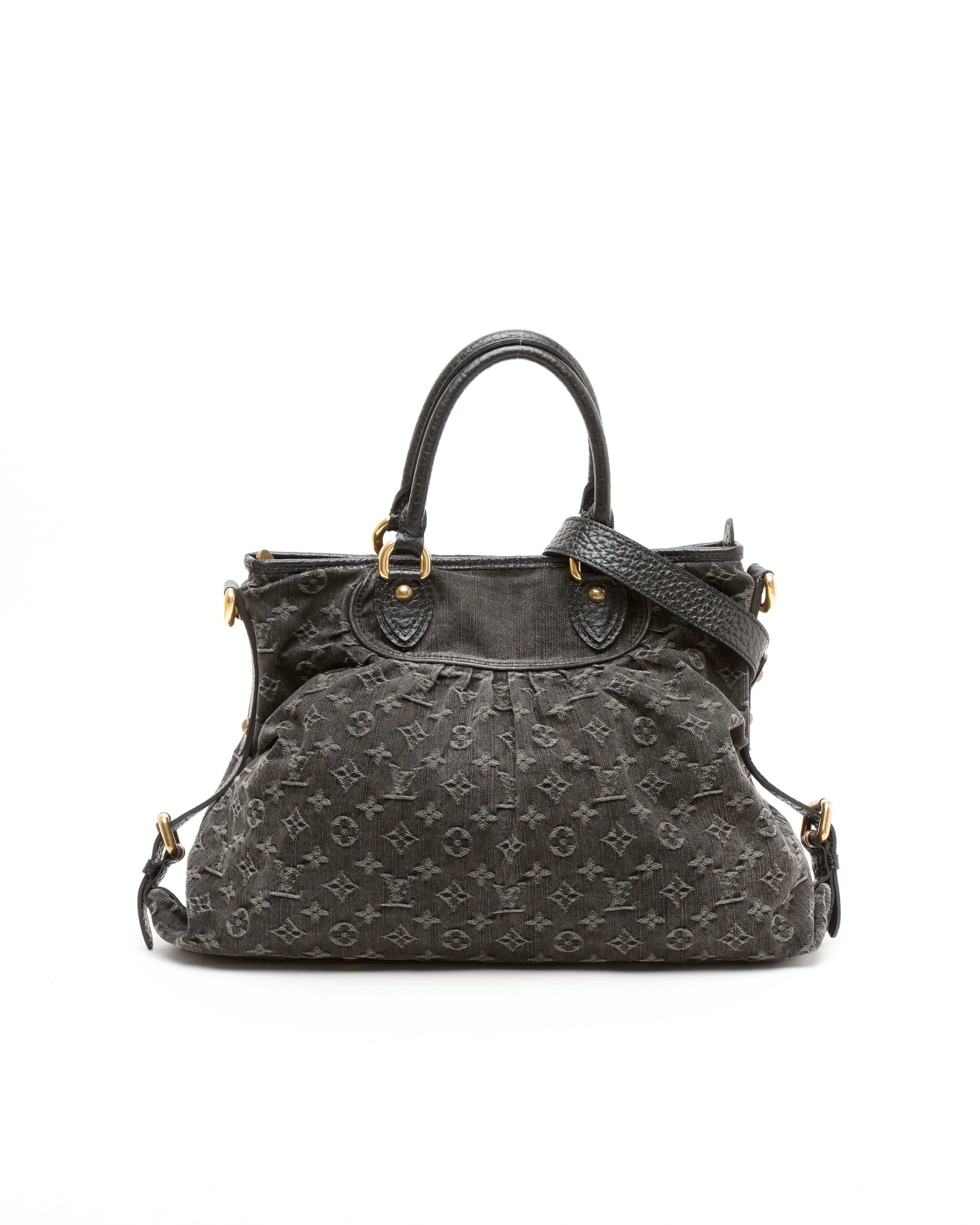 Pre-owned Louis Vuitton Monogram Denim Neo Cabby Gm Bag In Black