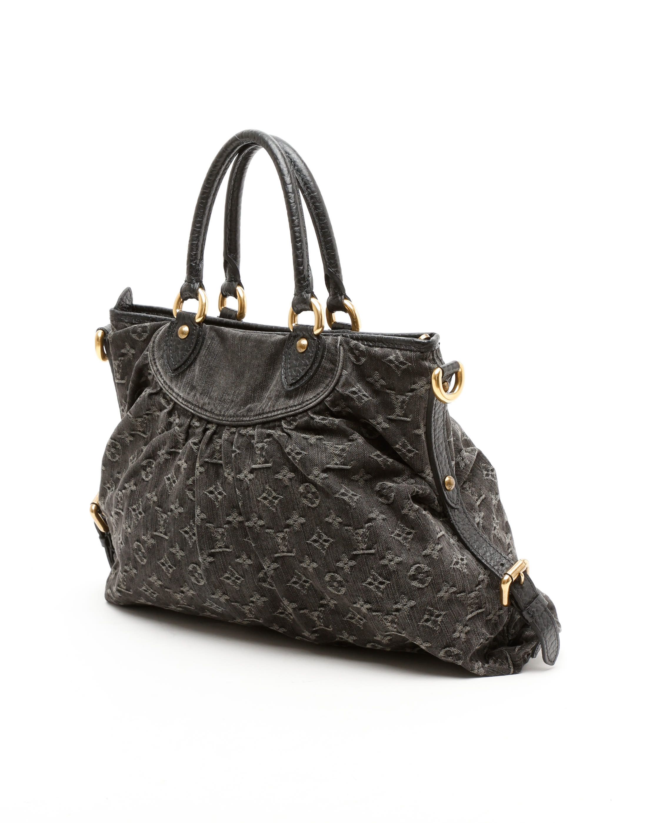 Pre-owned Louis Vuitton Monogram Denim Neo Cabby Gm Bag In Black
