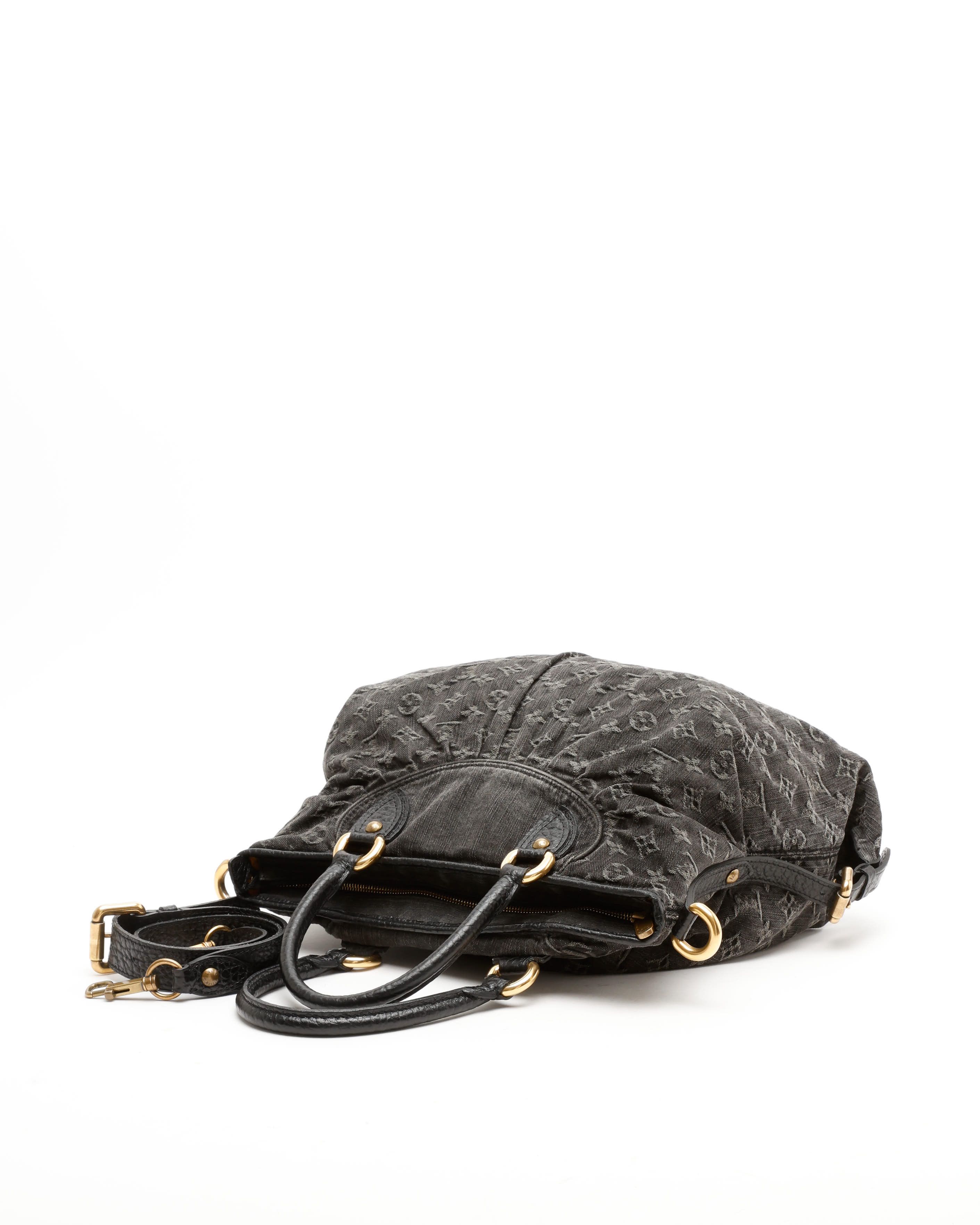 Pre-owned Louis Vuitton Monogram Denim Neo Cabby Gm Bag In Black