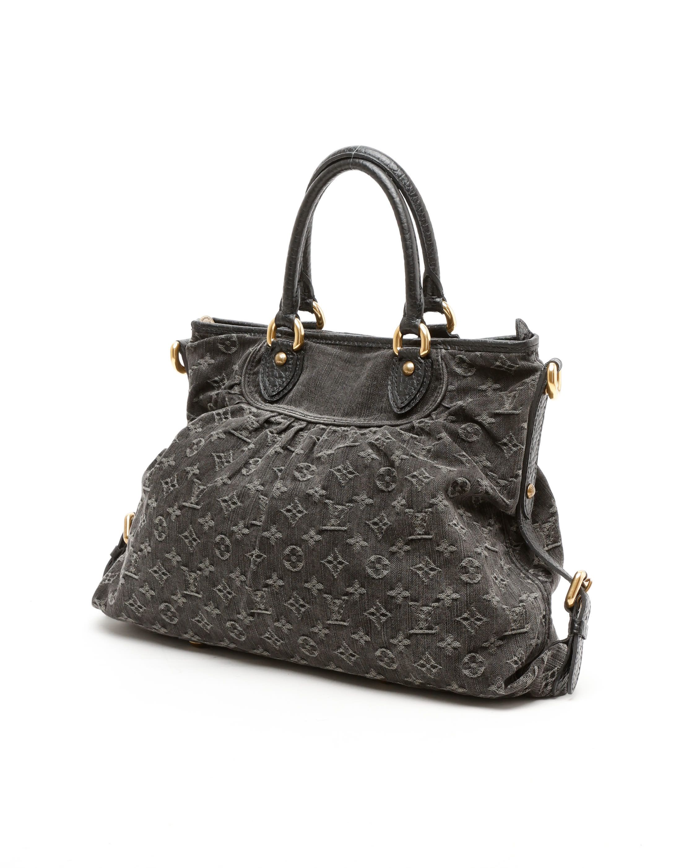 Pre-owned Louis Vuitton Monogram Denim Neo Cabby Gm Bag In Black