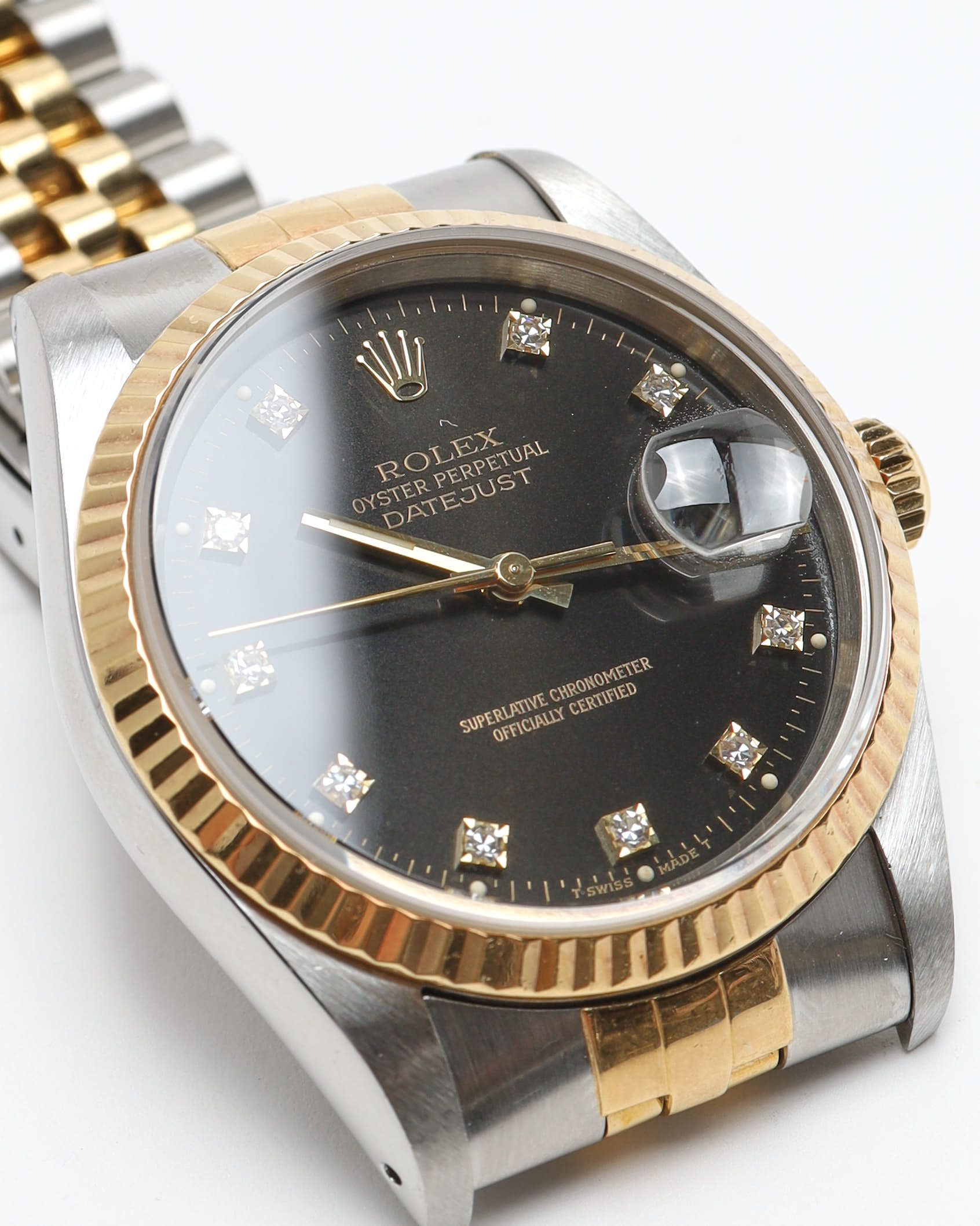 Rolex Datejust 36mm Ref 16233 1989 Rare Dark Brown Diamond Dial Watch In Multi
