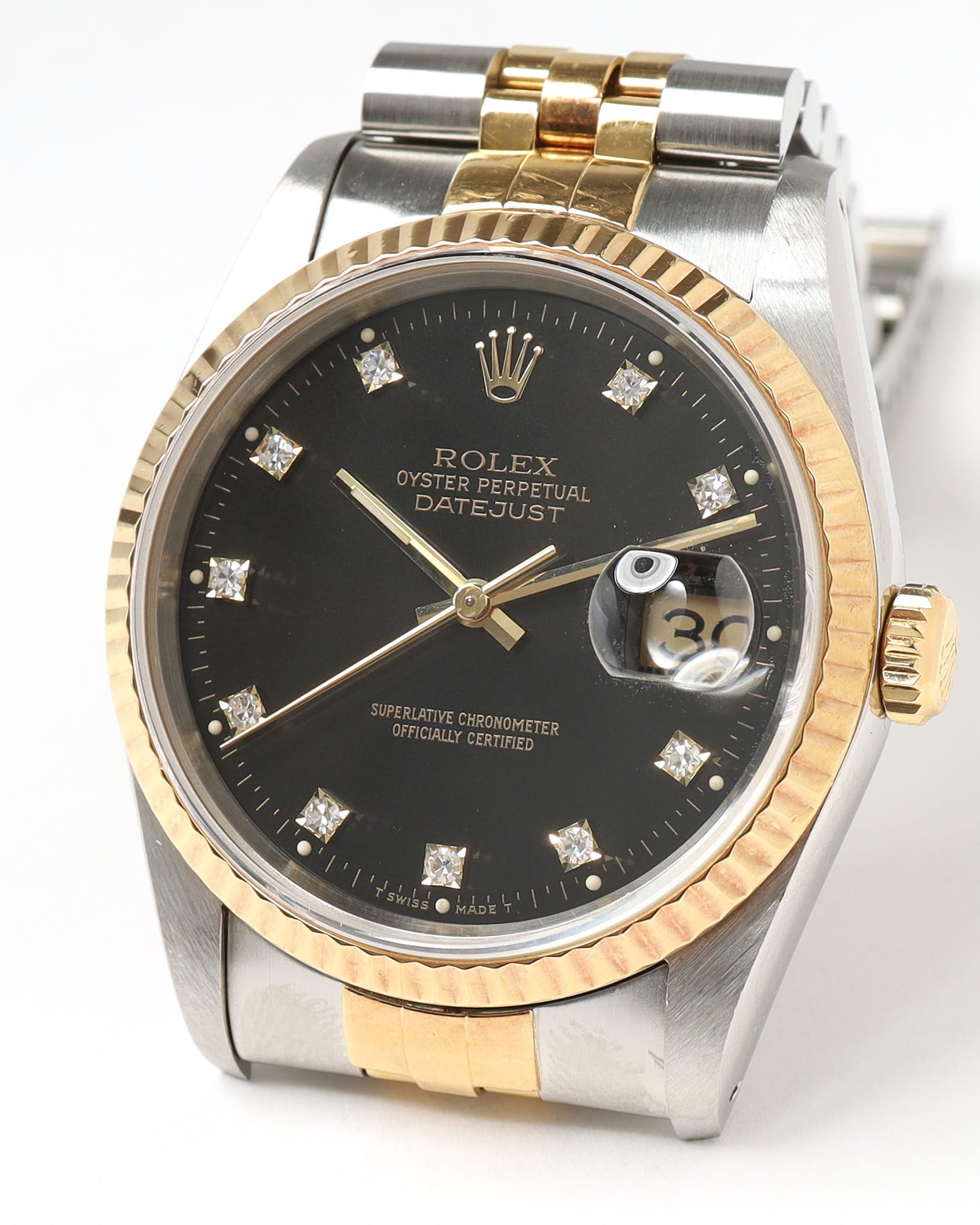 Rolex Datejust 36mm Ref 16233 1989 Rare Dark Brown Diamond Dial Watch In Multi