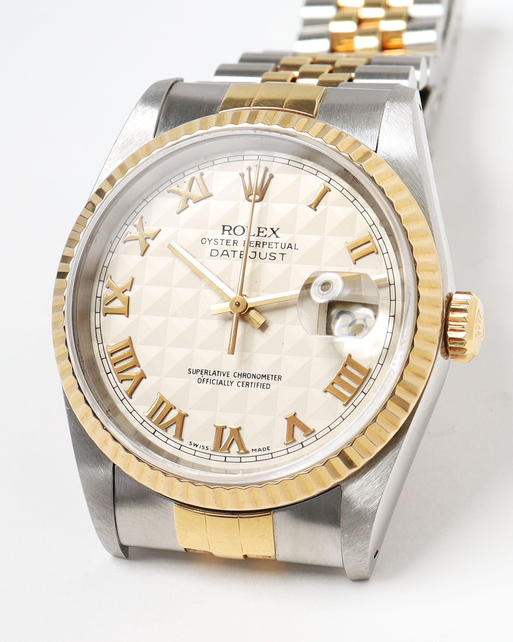 Rolex Datejust 36mm Ref 16233 Rare Pyramid Dial Full Set 1989 Watch In Sand