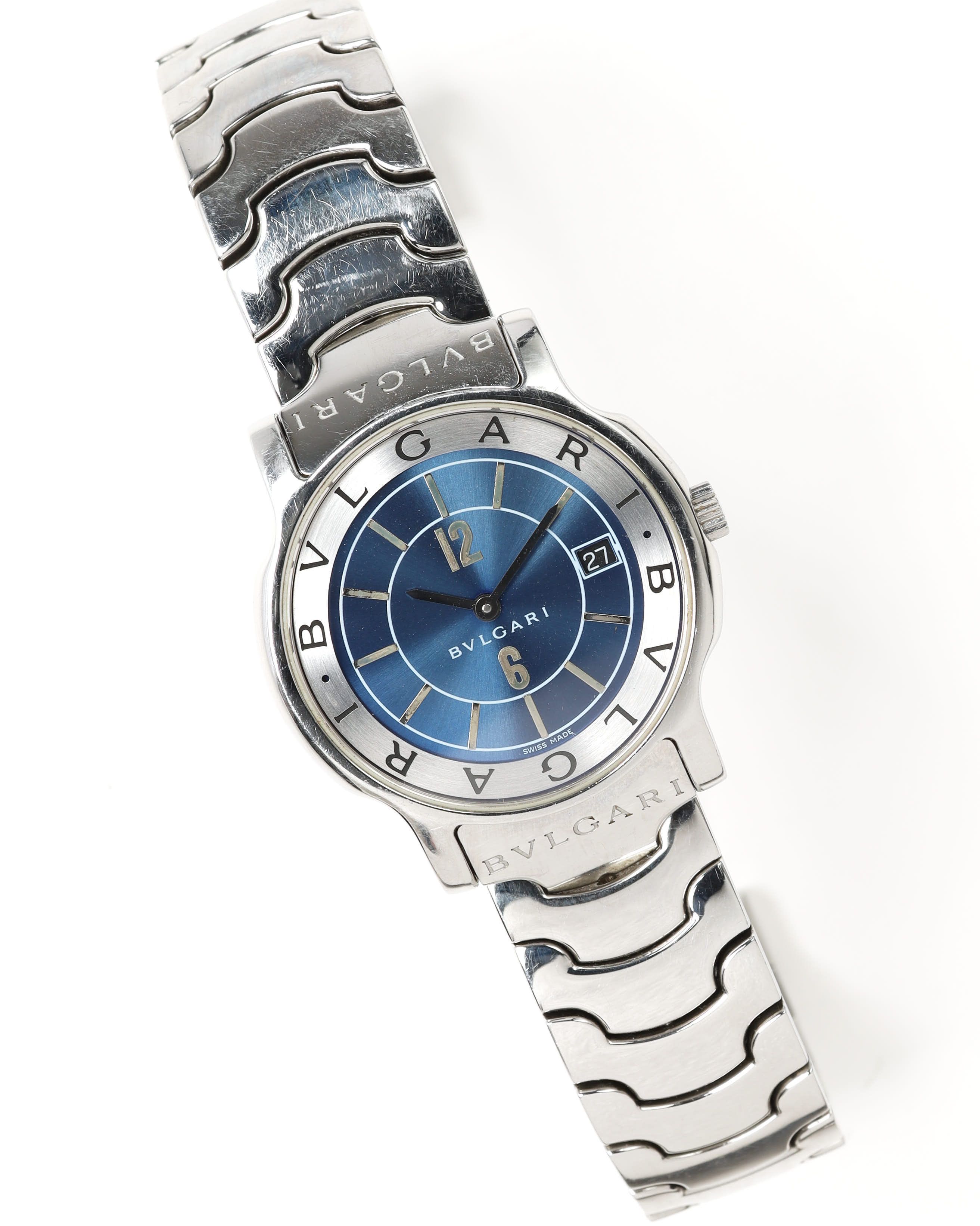 Bvlgari Solotempo 35mm Ref St35s Watch In Blue