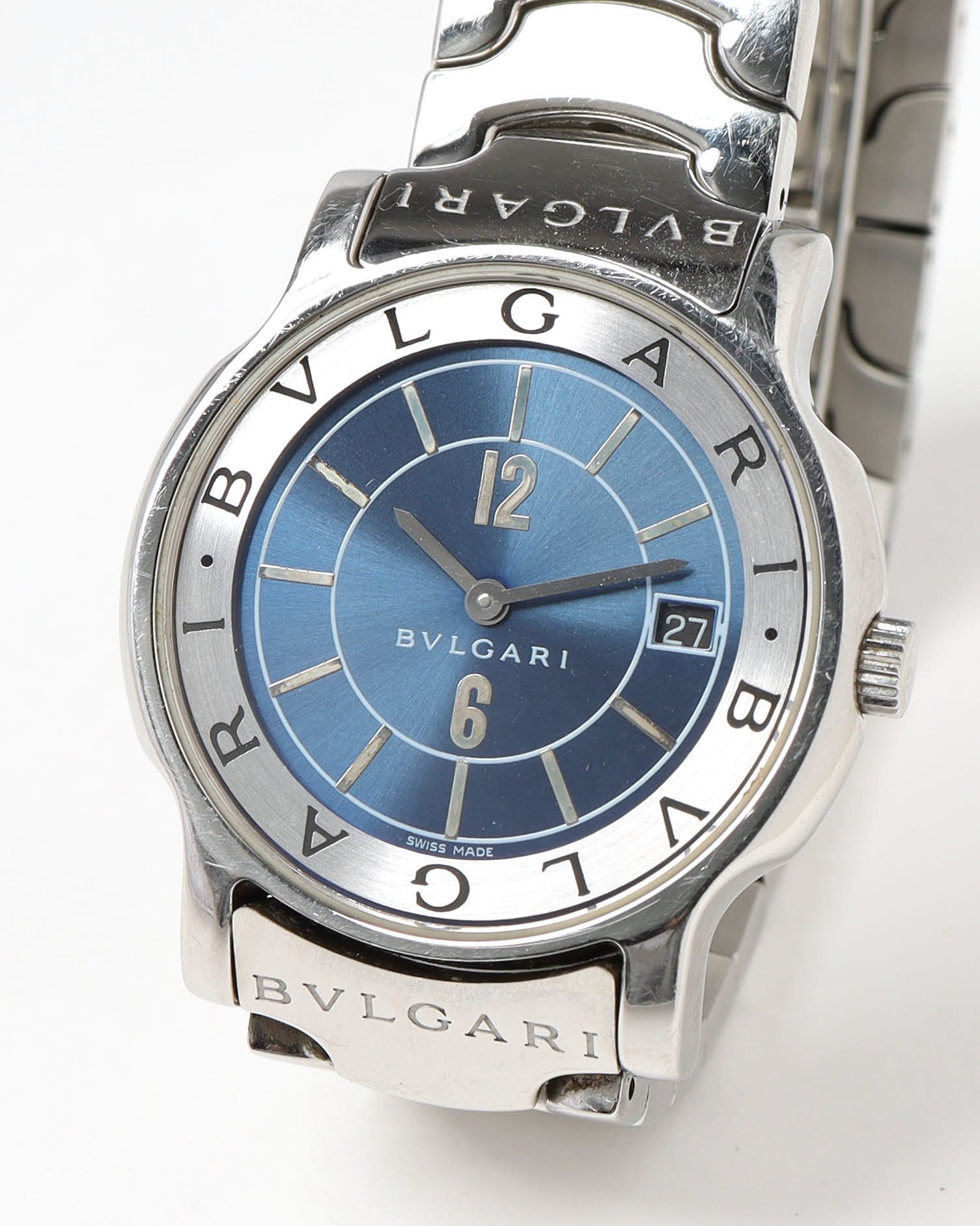 Bvlgari Solotempo 35mm Ref St35s Watch In Blue