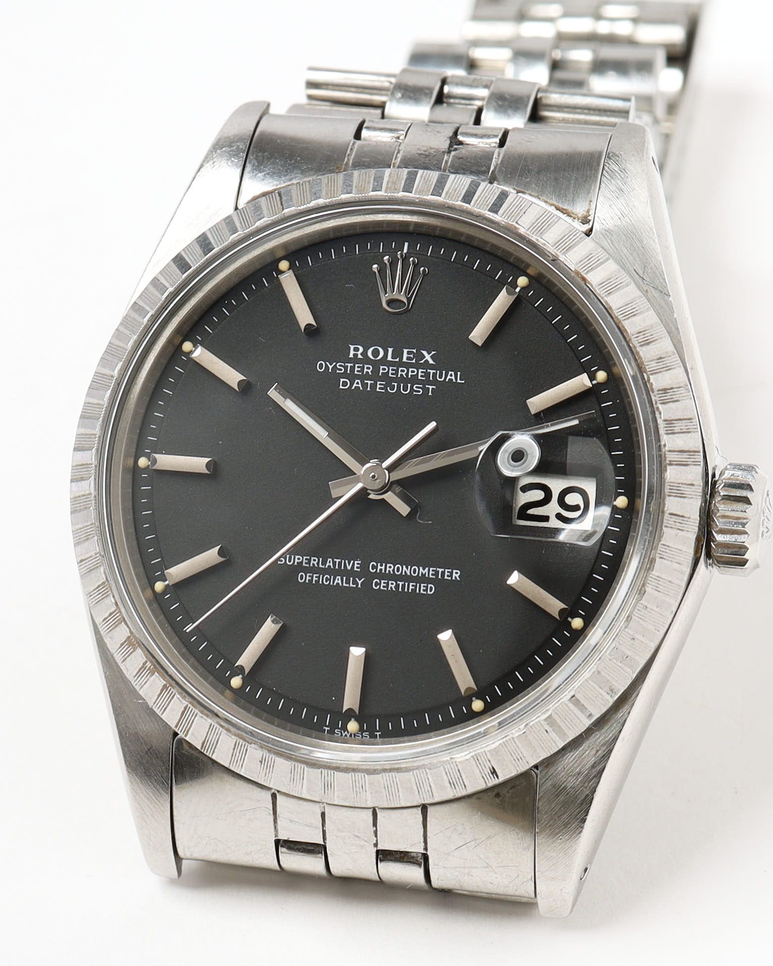 Rolex Datejust 36mm Ref 1603 Rare Matte Black Dial 1973 Watch In Black
