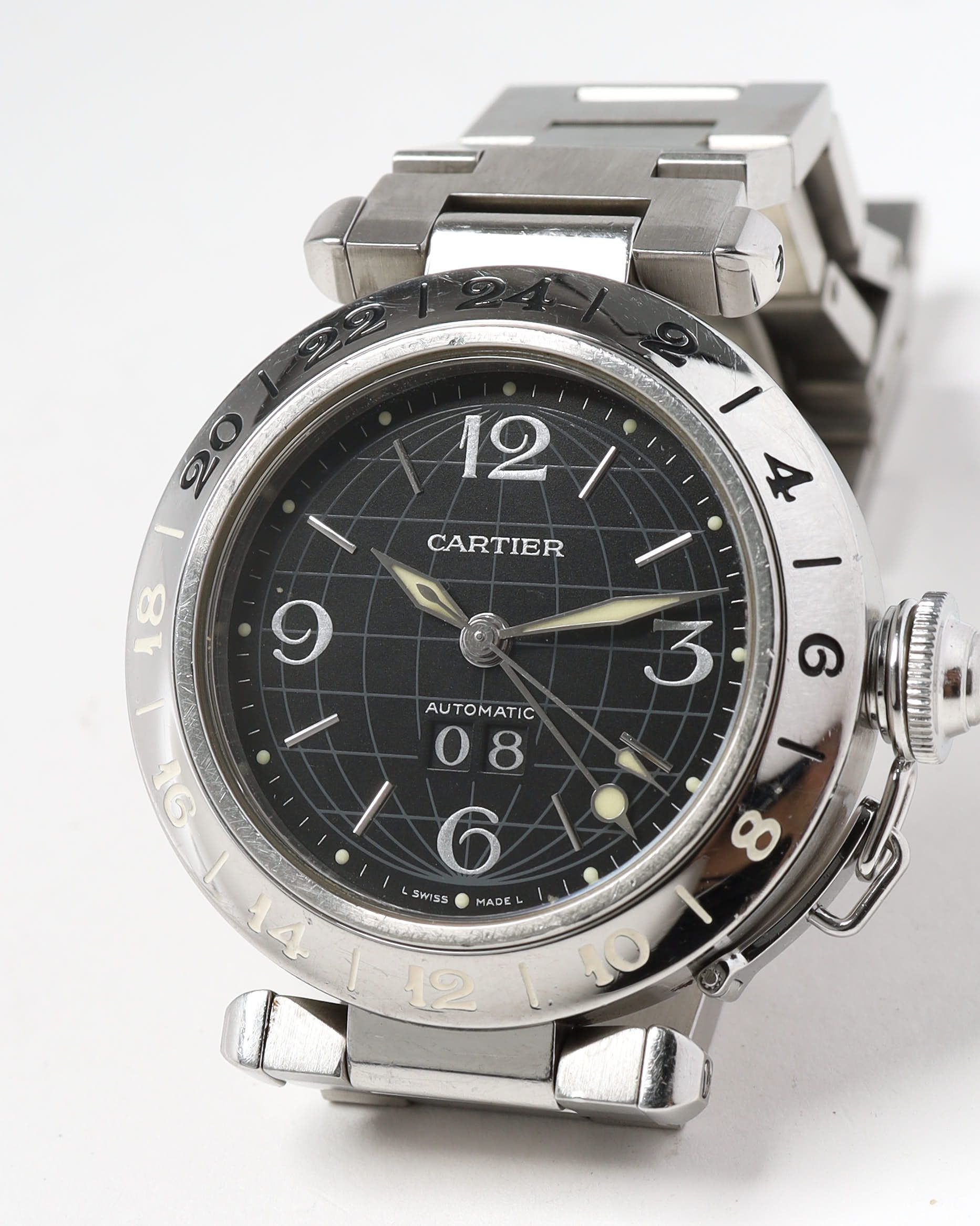 Cartier Pasha C Meridian Gmt 35mm Ref 2550 Watch In Black