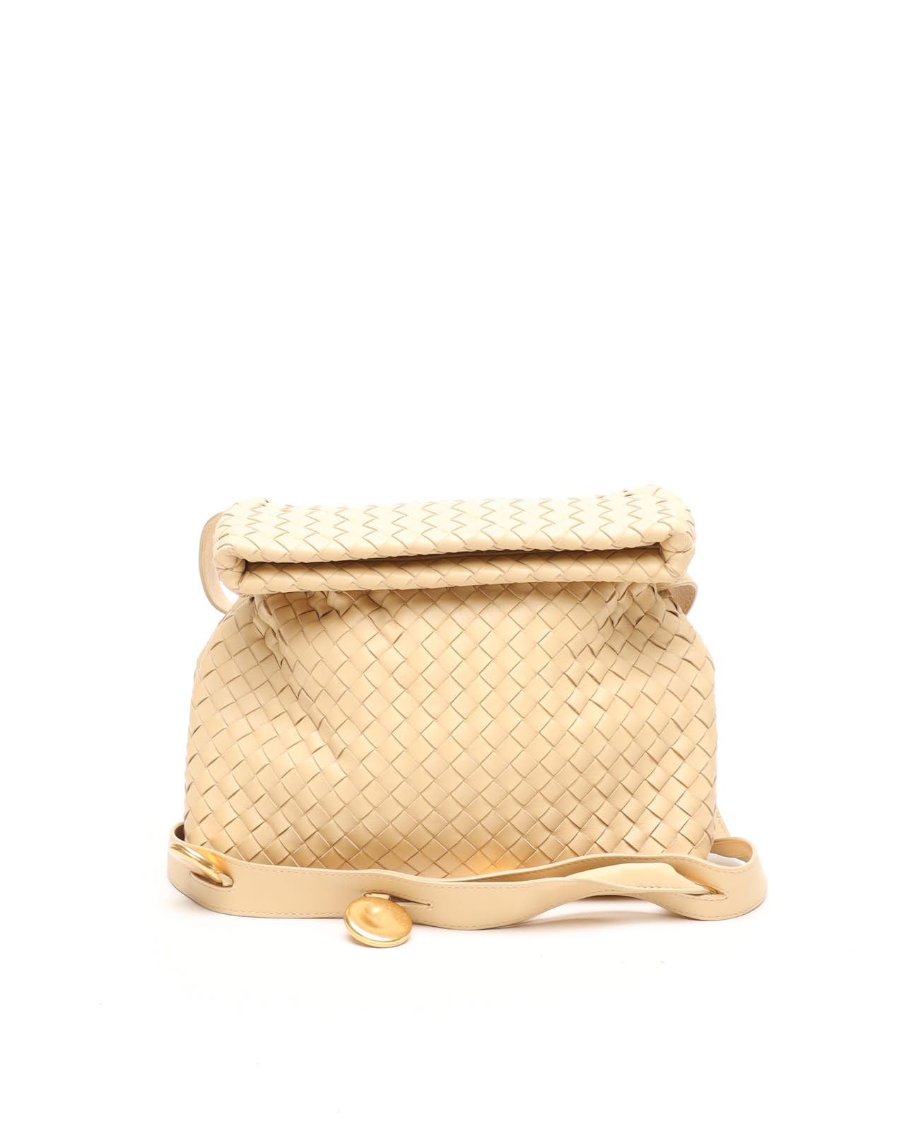 Bottega Veneta Intrecciato The Fold Bag In Neutral