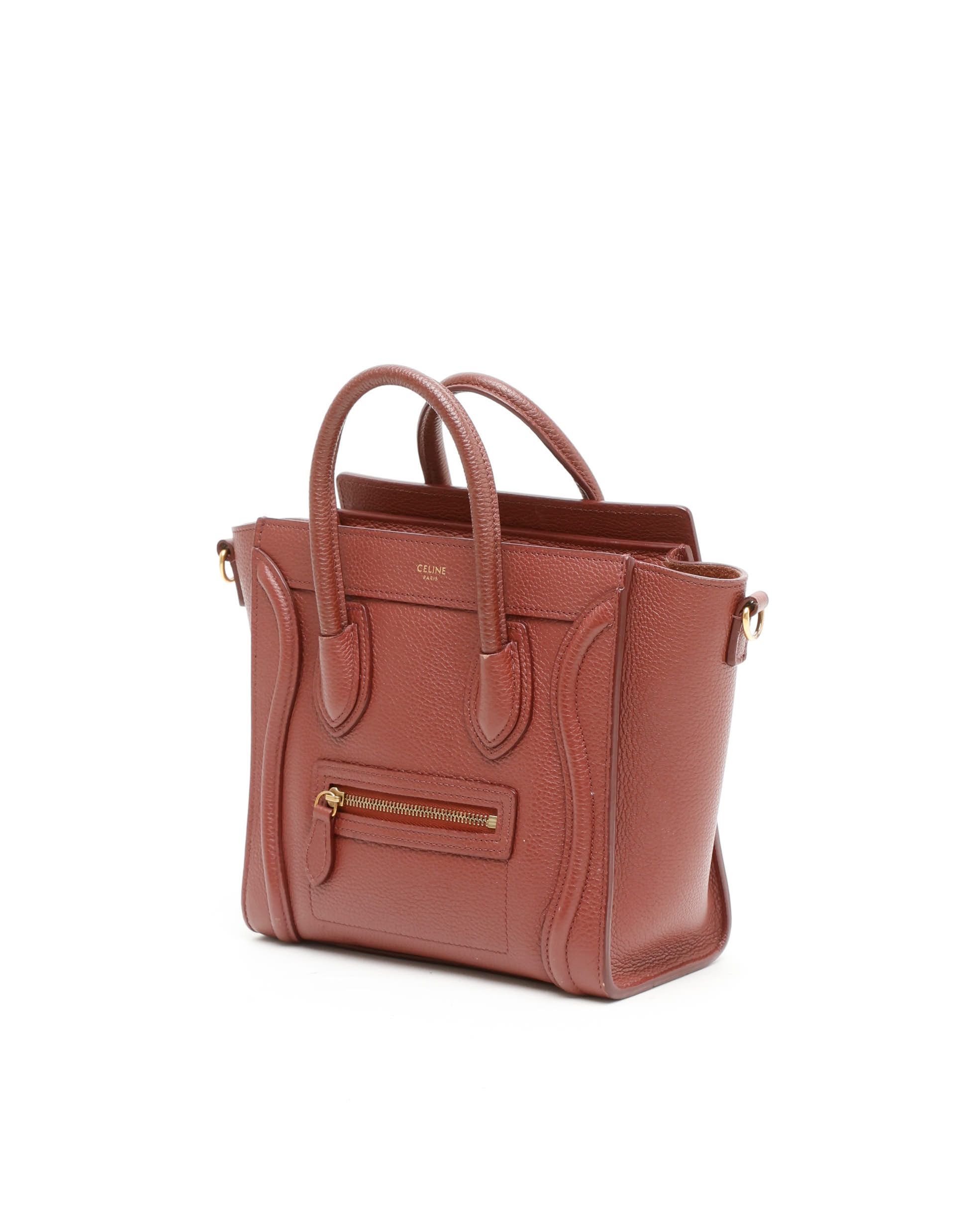 Celine Céline Luggage Nano Bag In Burgundy