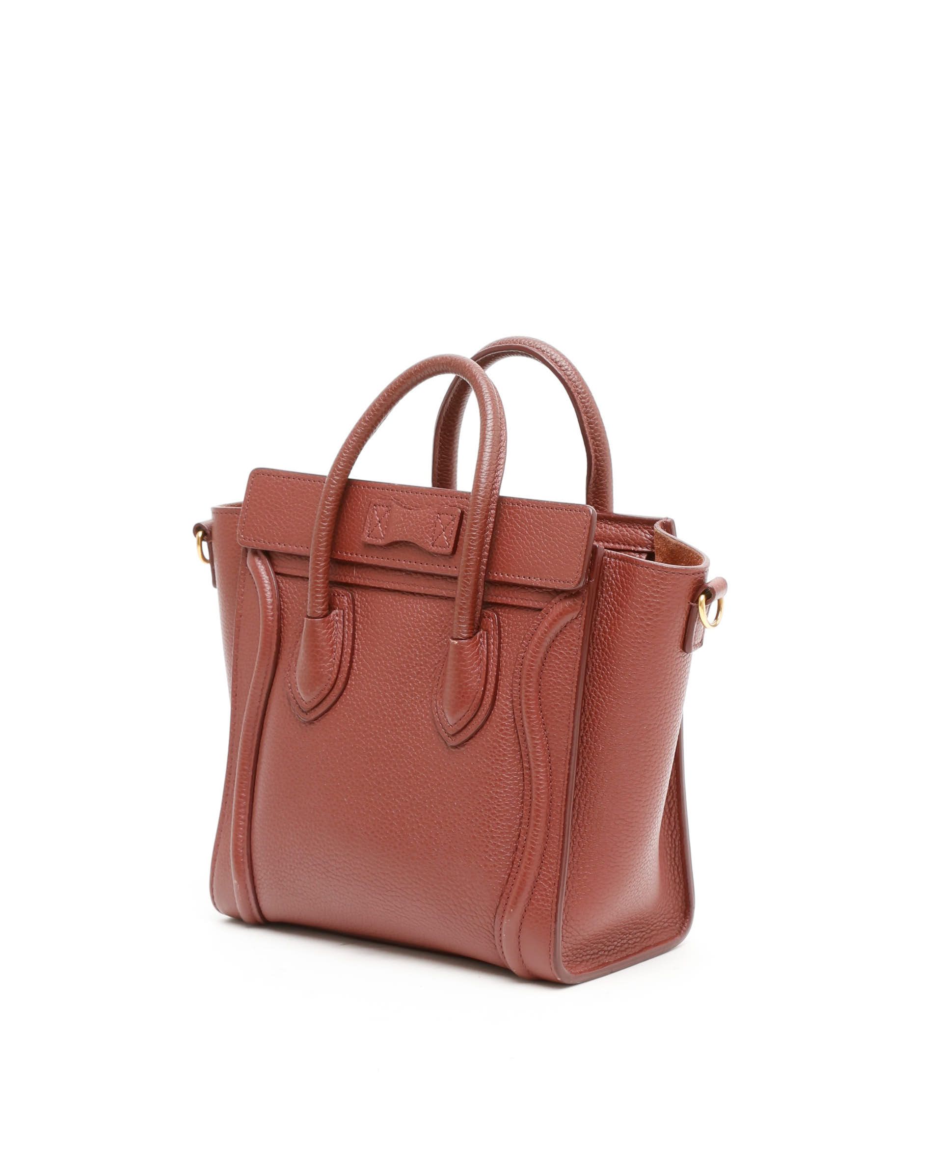 Celine Céline Luggage Nano Bag In Burgundy